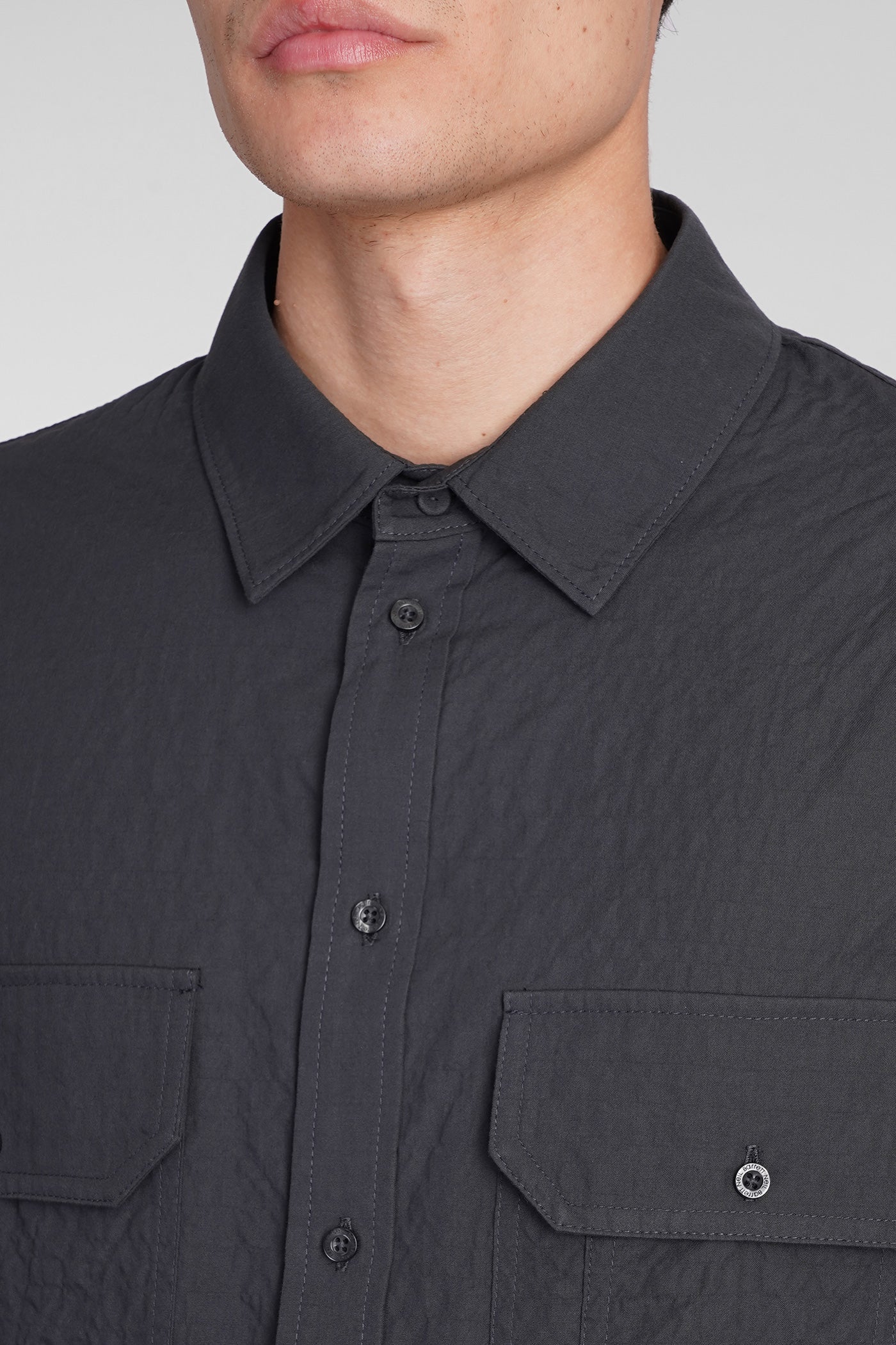 Overshirt chest pock Shirt in black cotton - Image 5