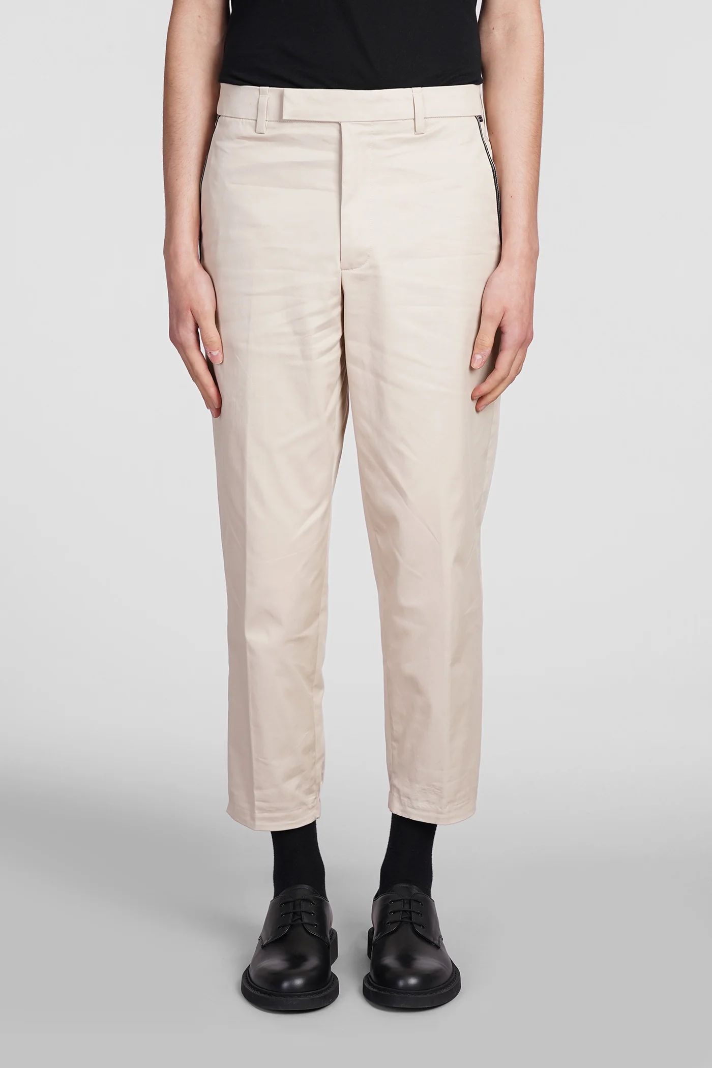 Slim regular Pants in beige cotton