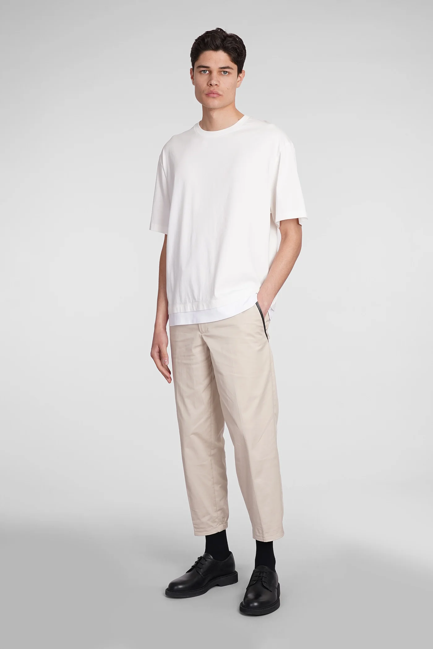 Slim regular Pants in beige cotton - Image 2
