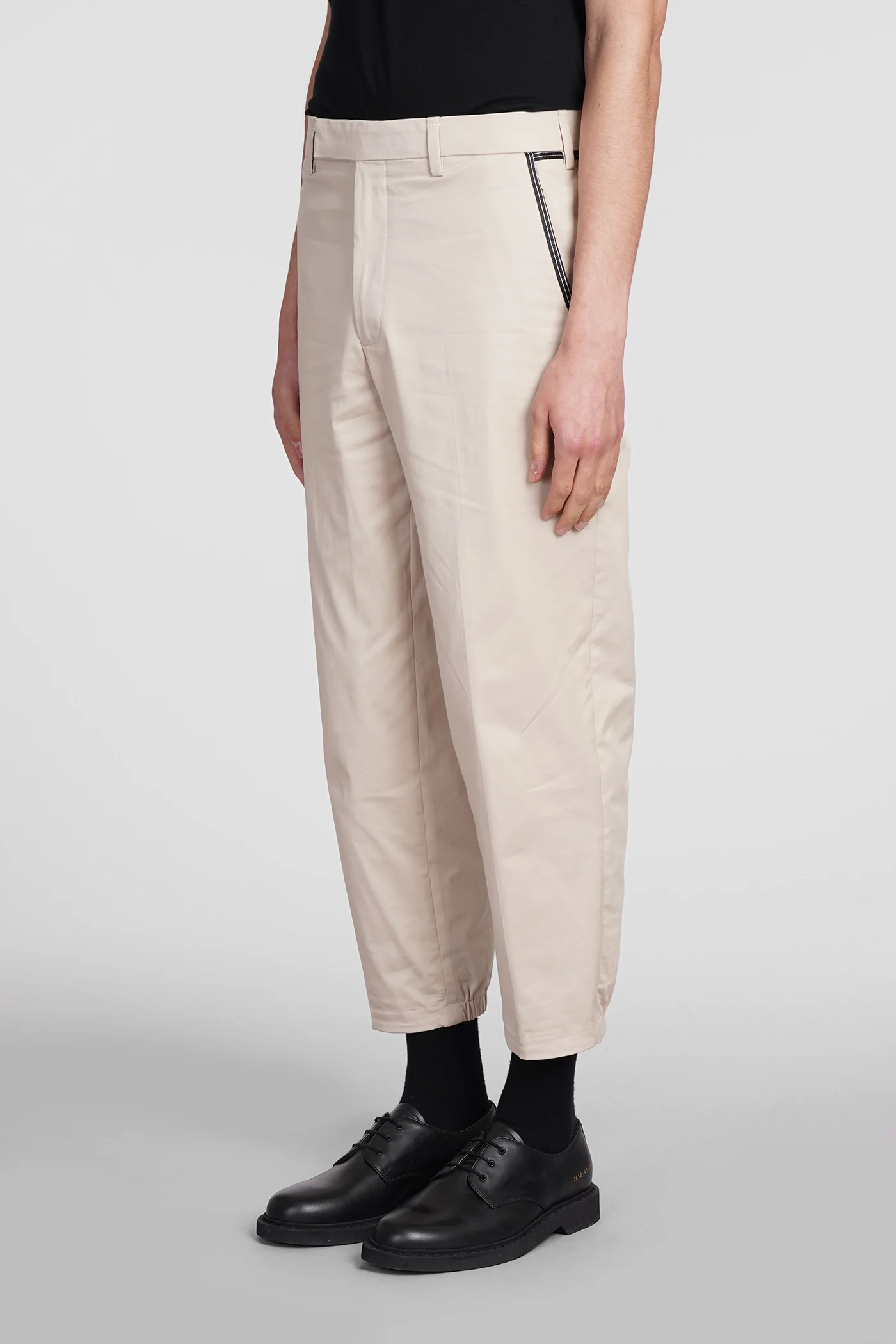 Slim regular Pants in beige cotton - Image 4