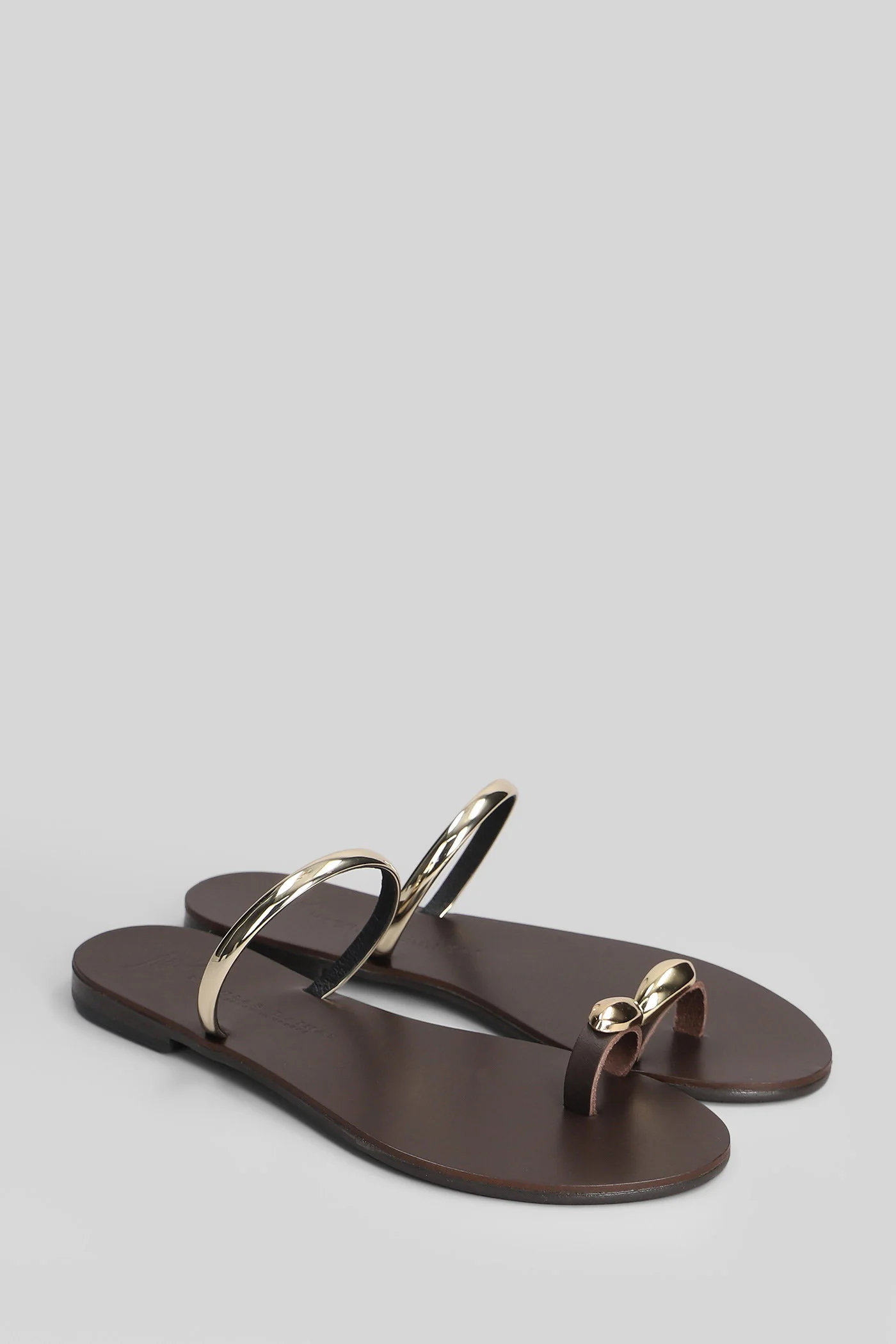 Flat sandal-slipper in brown leather - Image 2