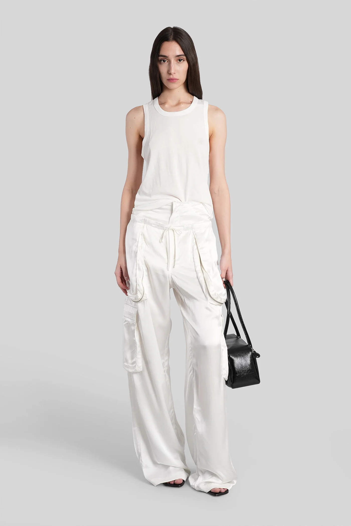 Pants in beige silk - Image 2