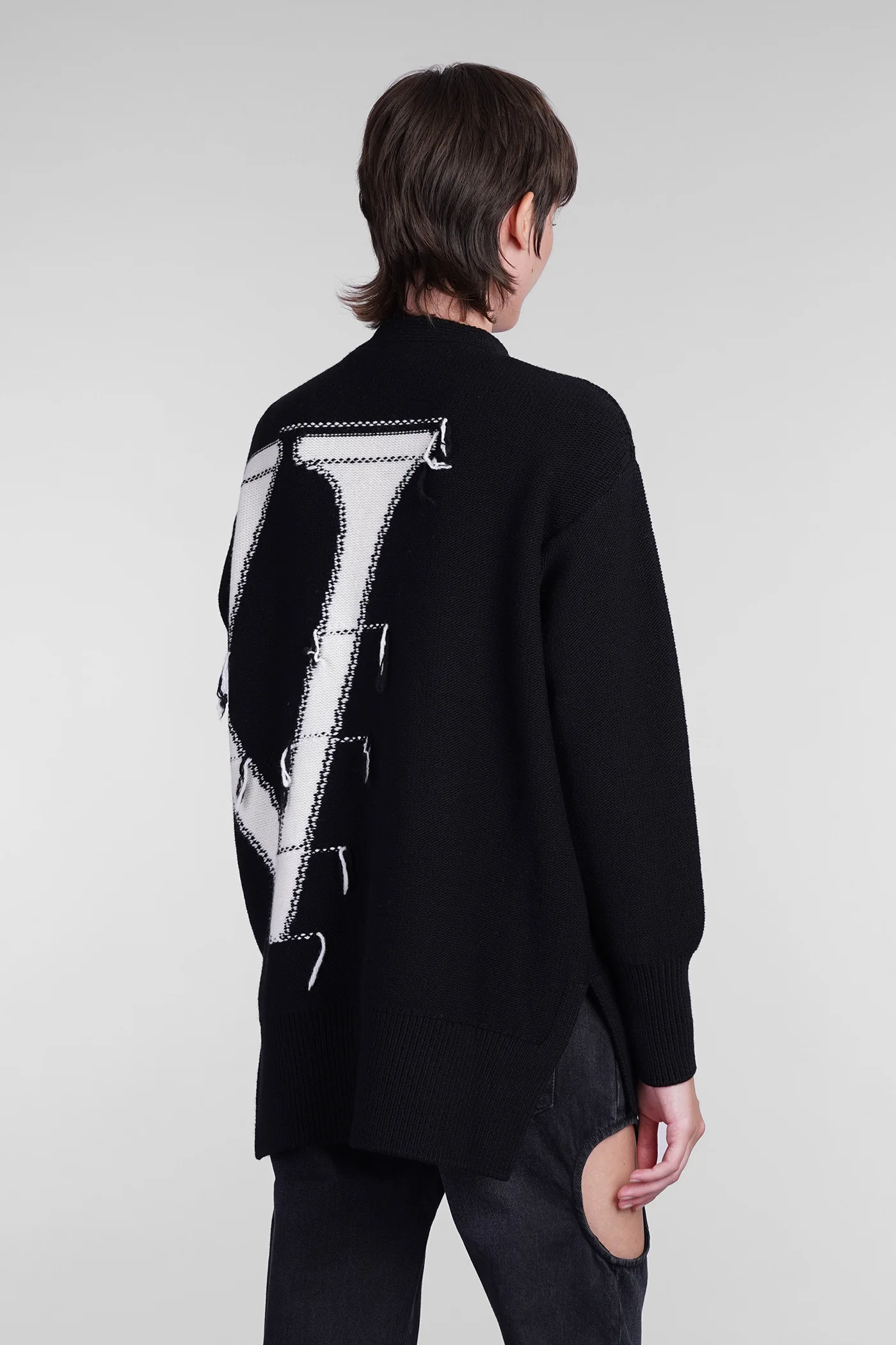 Cardigan in black wool - Image 3