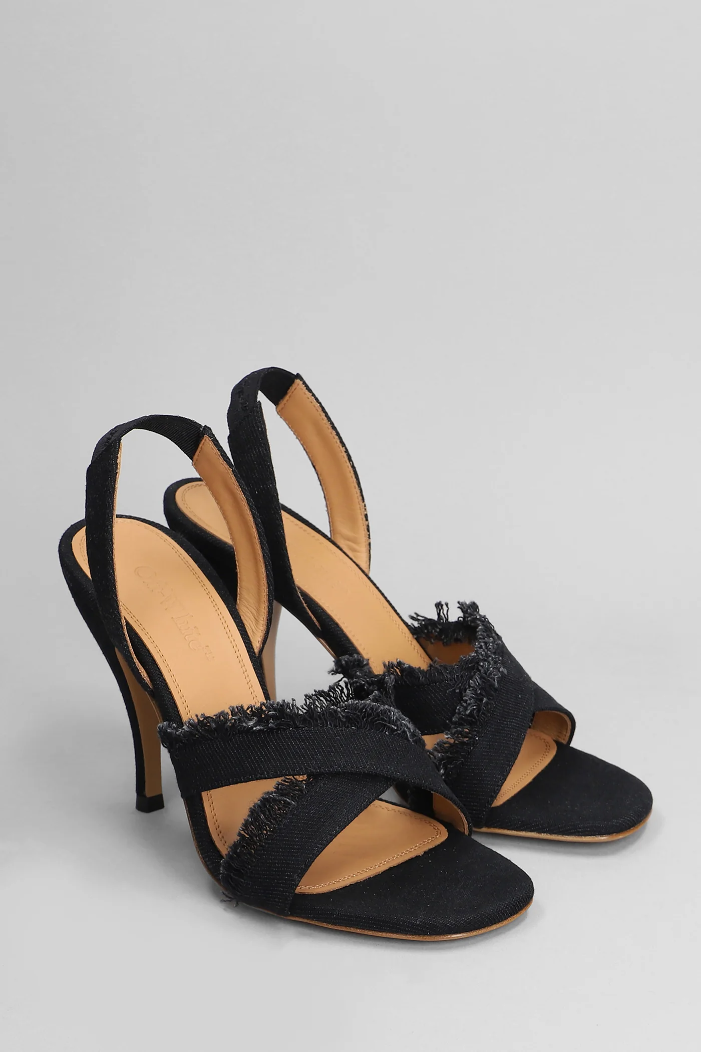 Sandals in black cotton - Image 2