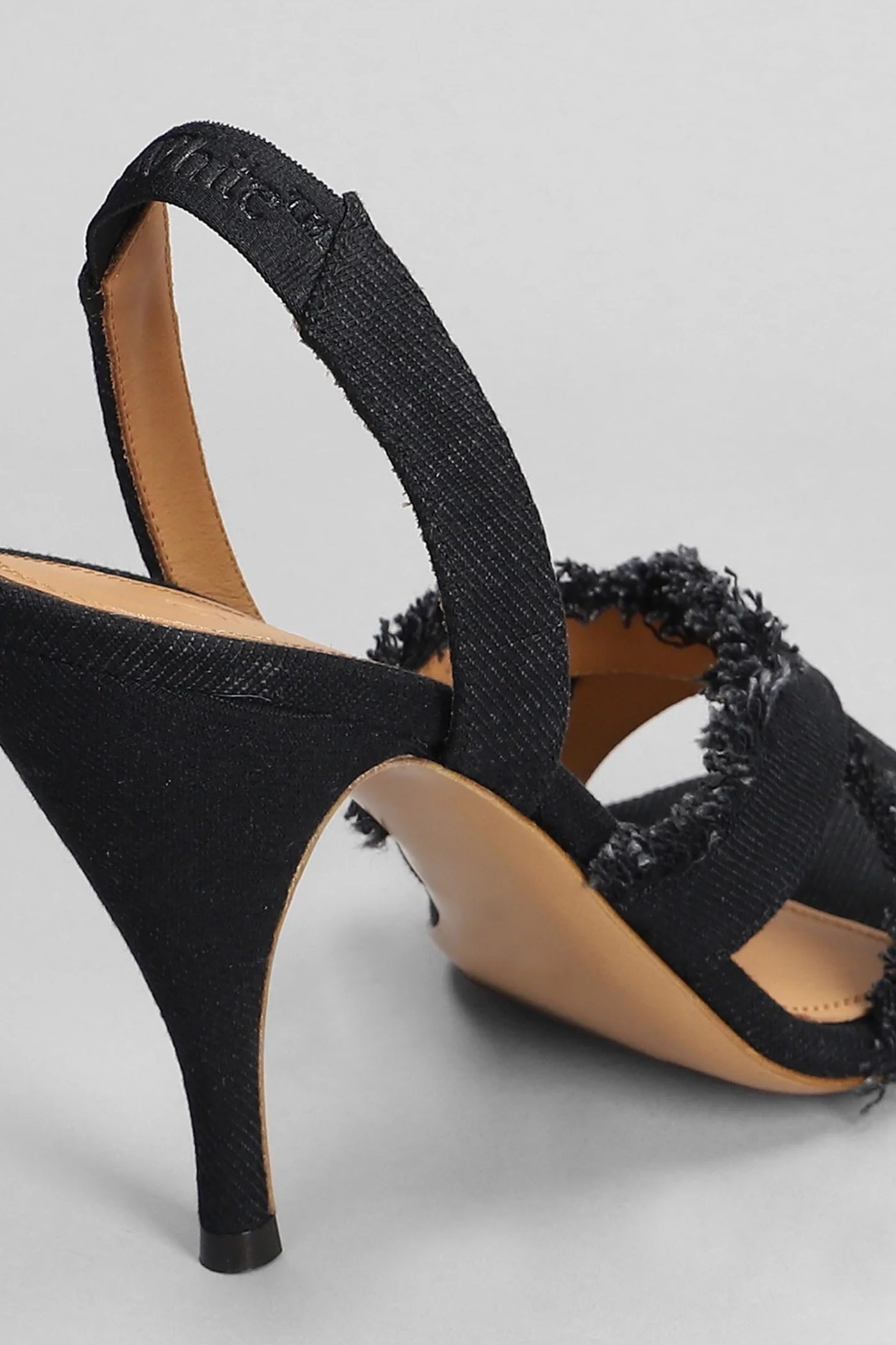 Sandals in black cotton - Image 5