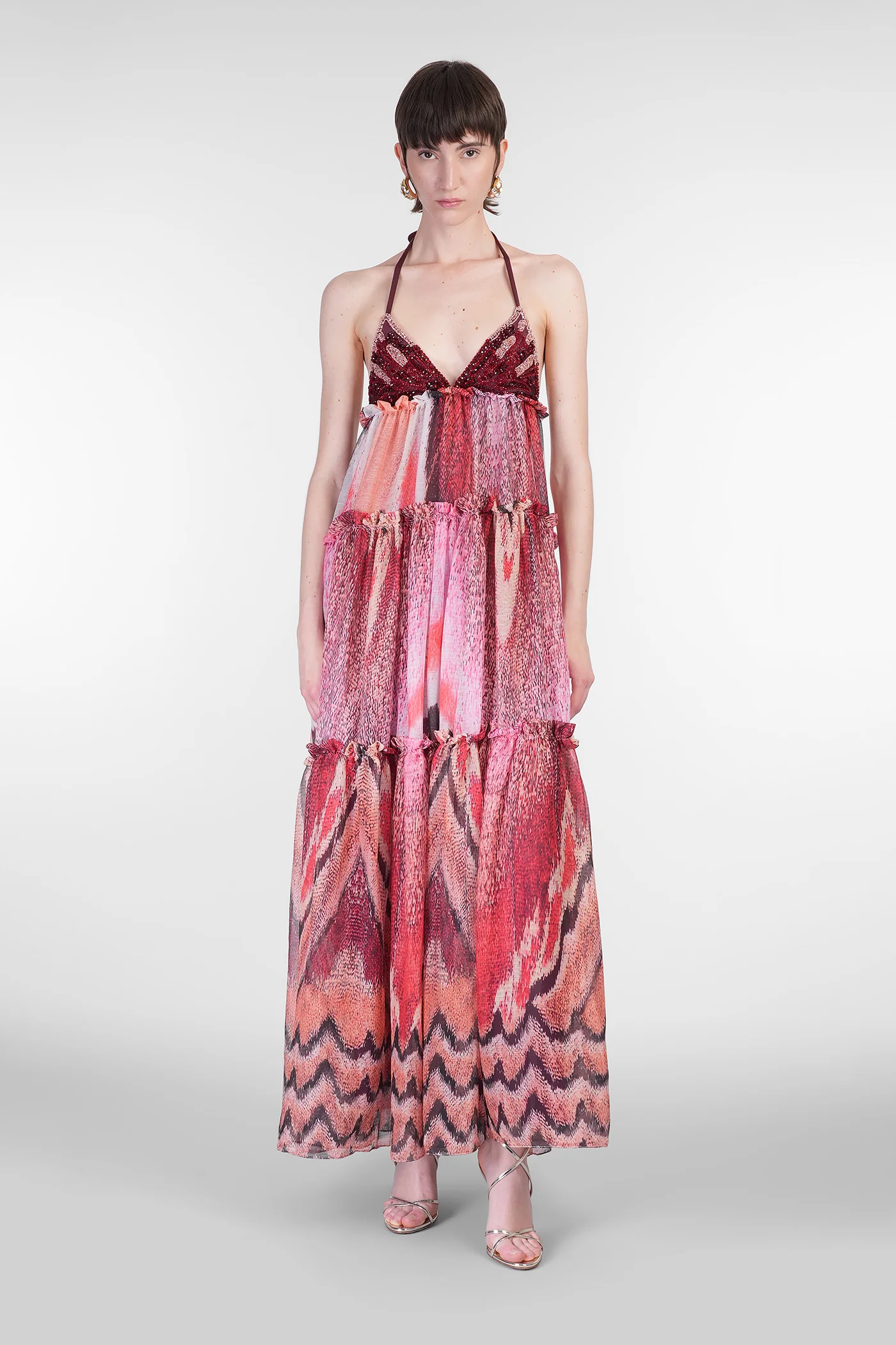 Long dress in multicolor polyester