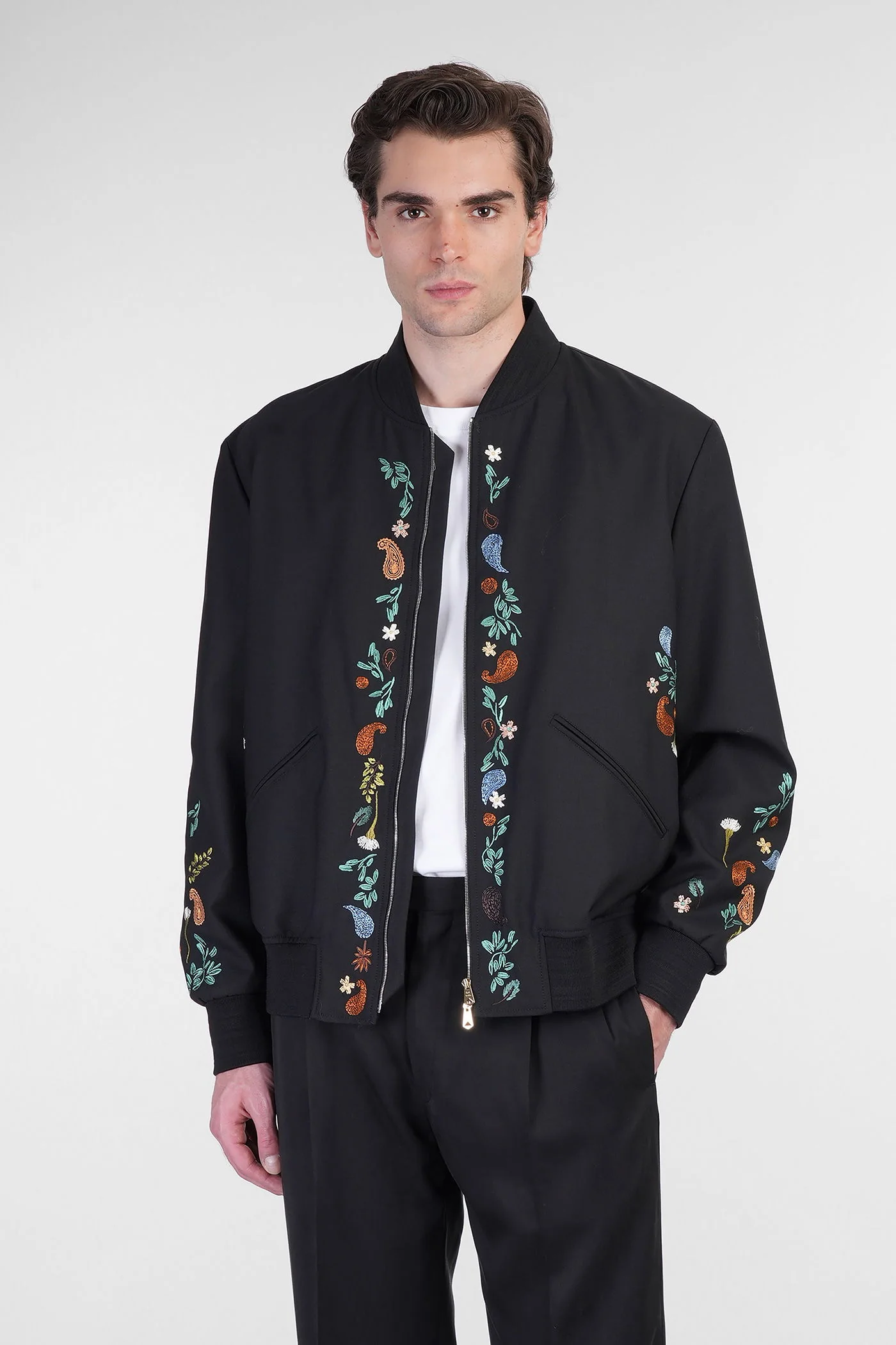 Bomber Jacket in black wool