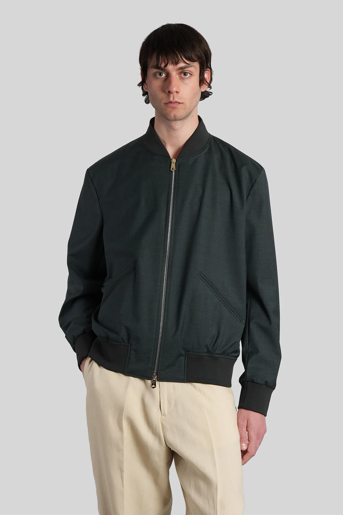 Bomber Jacket in green wool