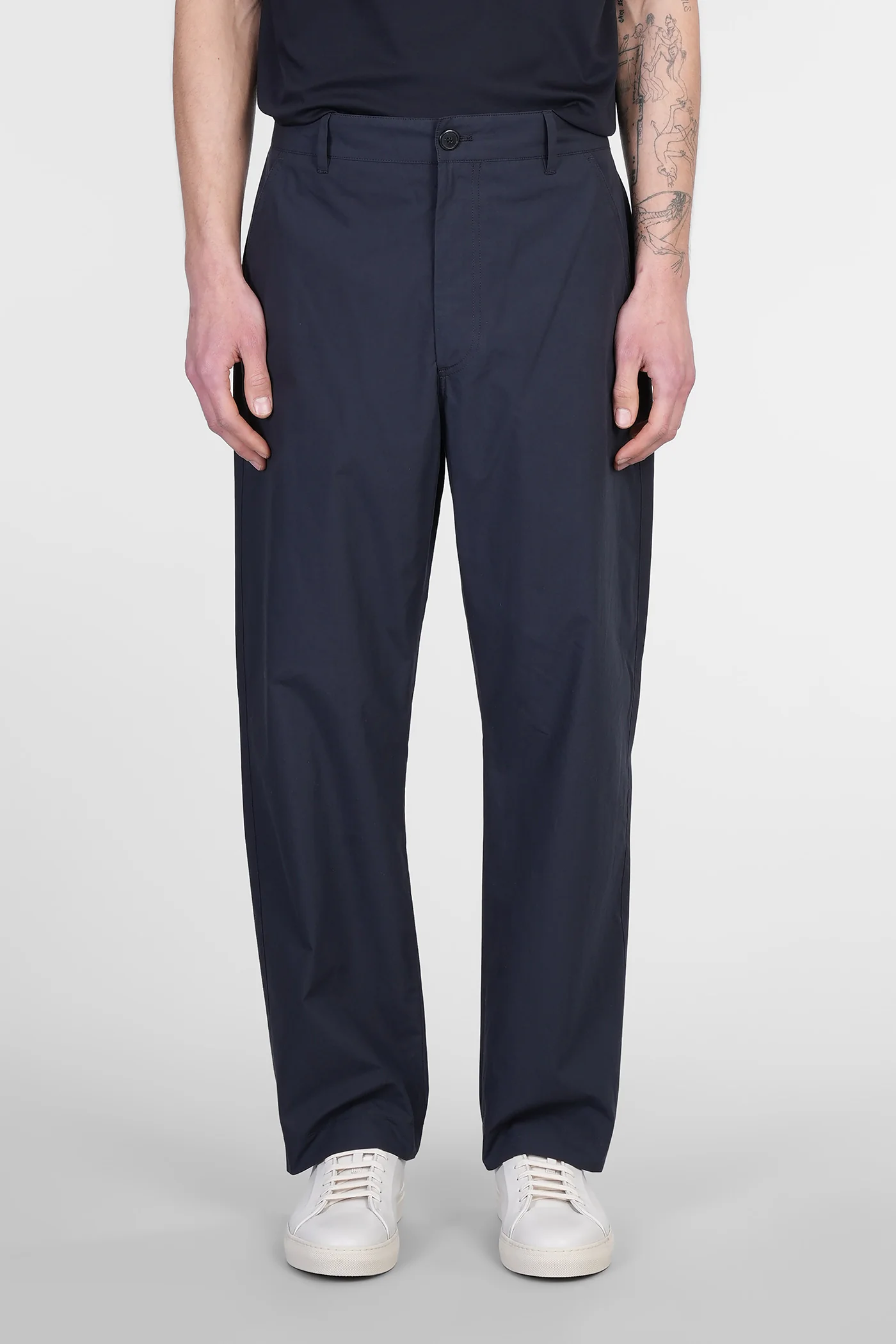 Pants in blue cotton