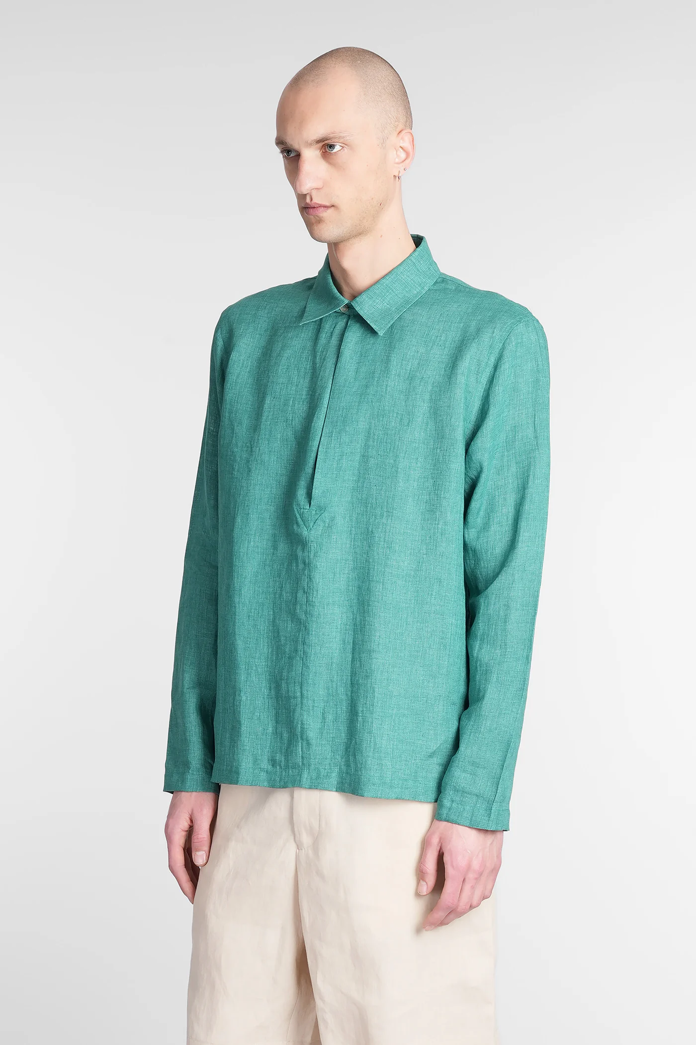 Shirt in green linen - Image 4