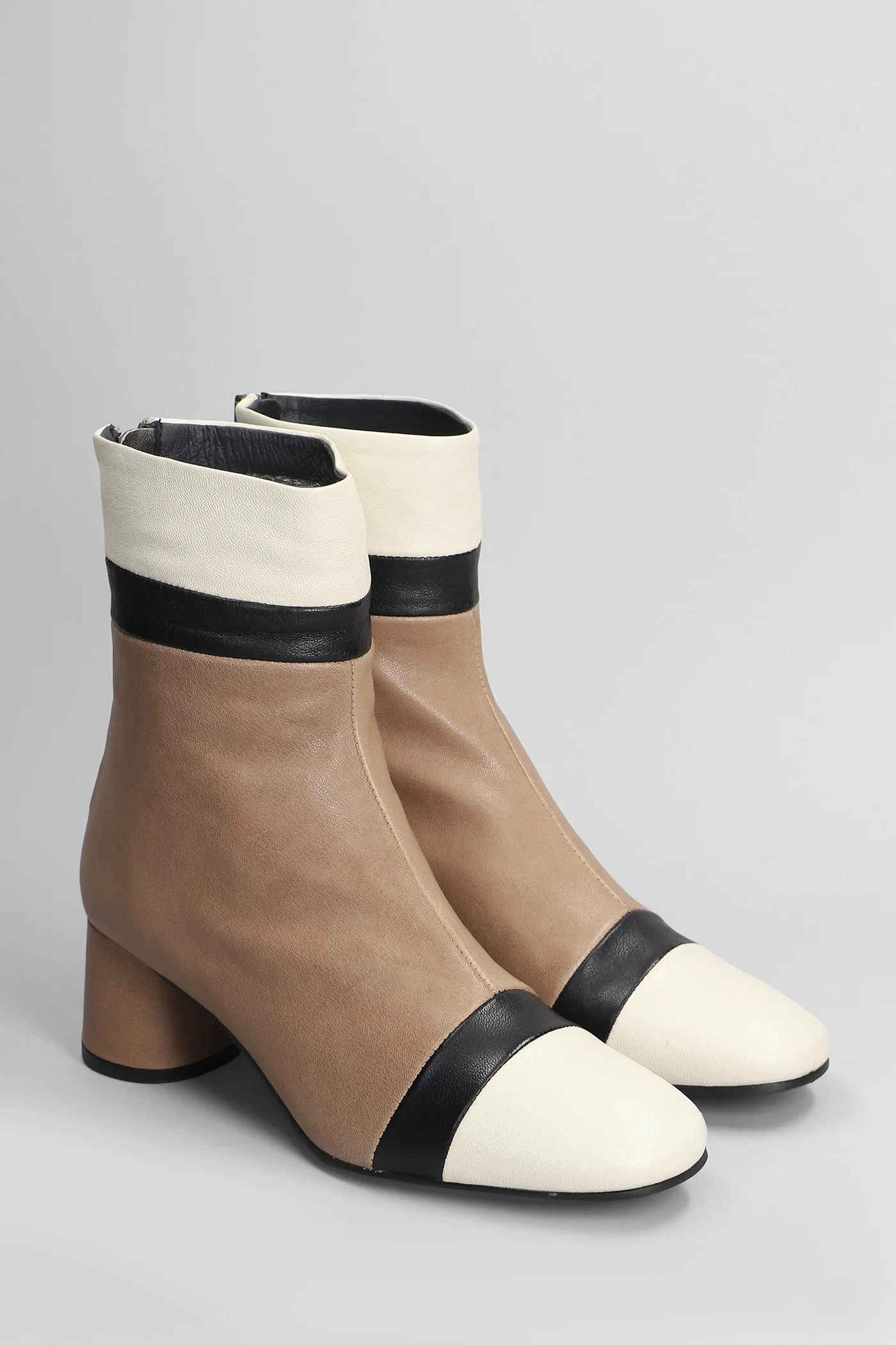 High heels Ankle boots in taupe leather - Image 2