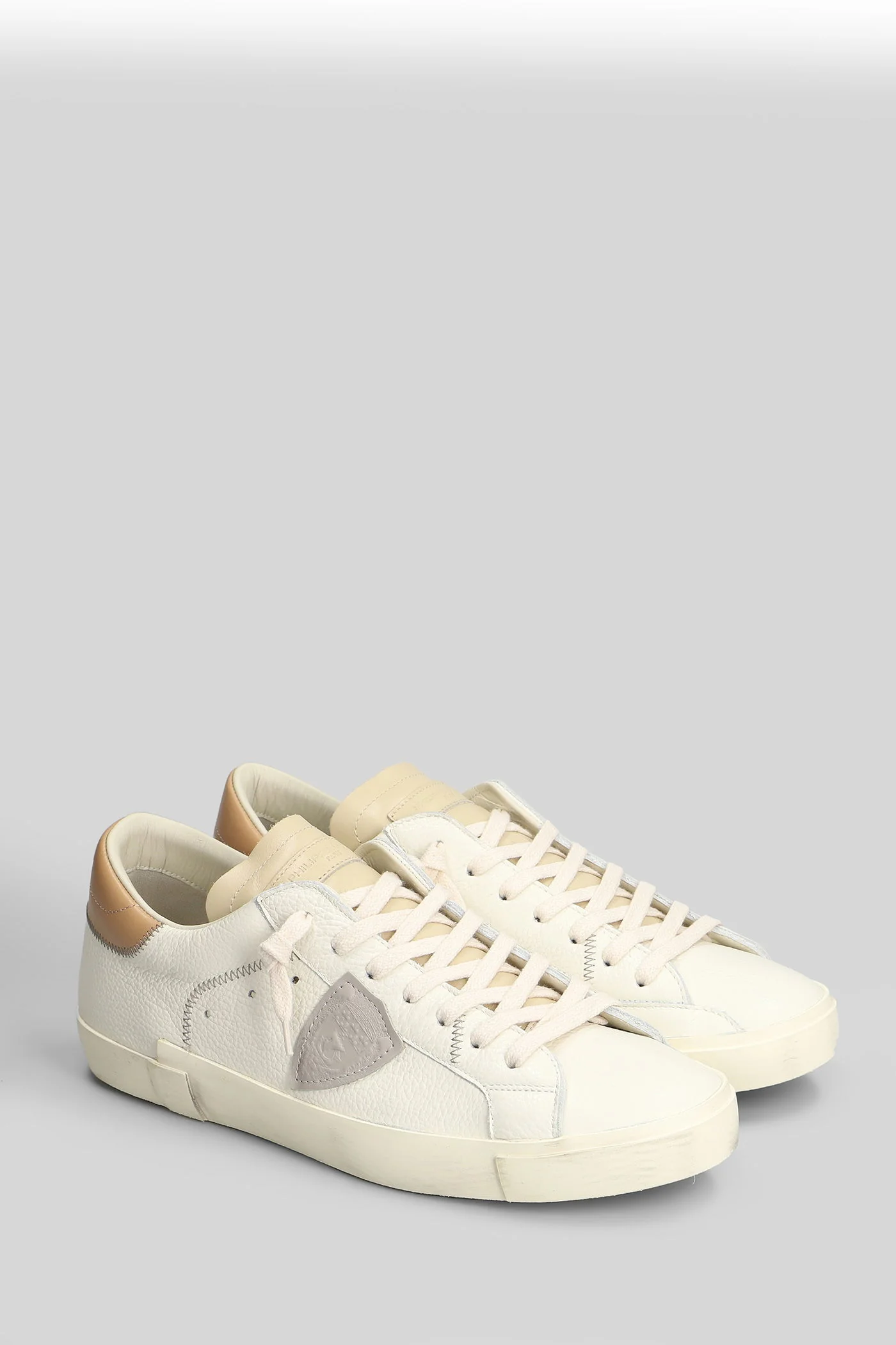 Prsx Low Sneakers in beige leather - Image 2