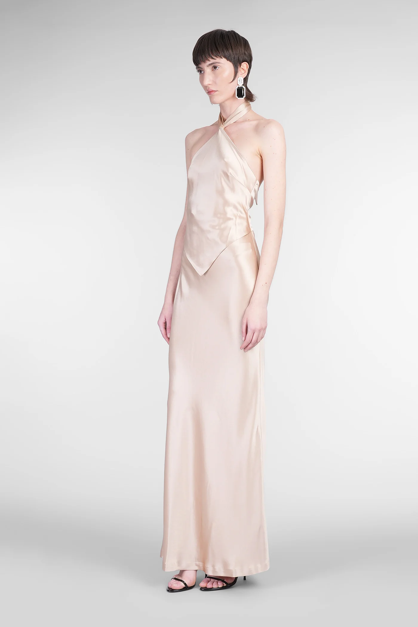 Ester Long dress in gold acetate - Image 4