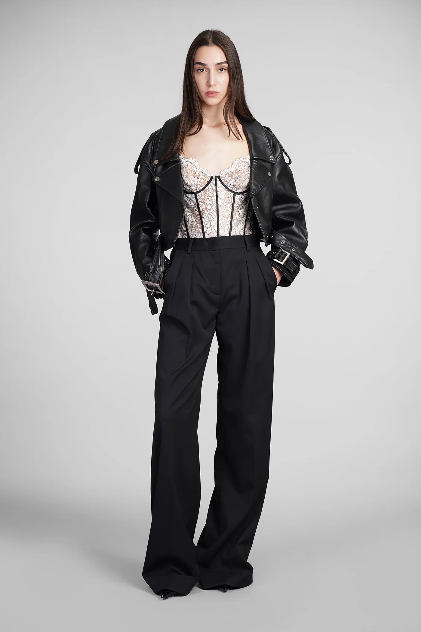 Victoria Biker jacket in black leather - Image 2