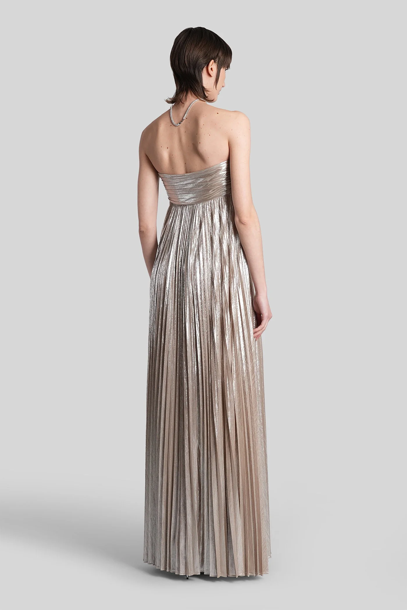 Zoa Long dress in silver polyester - Image 3