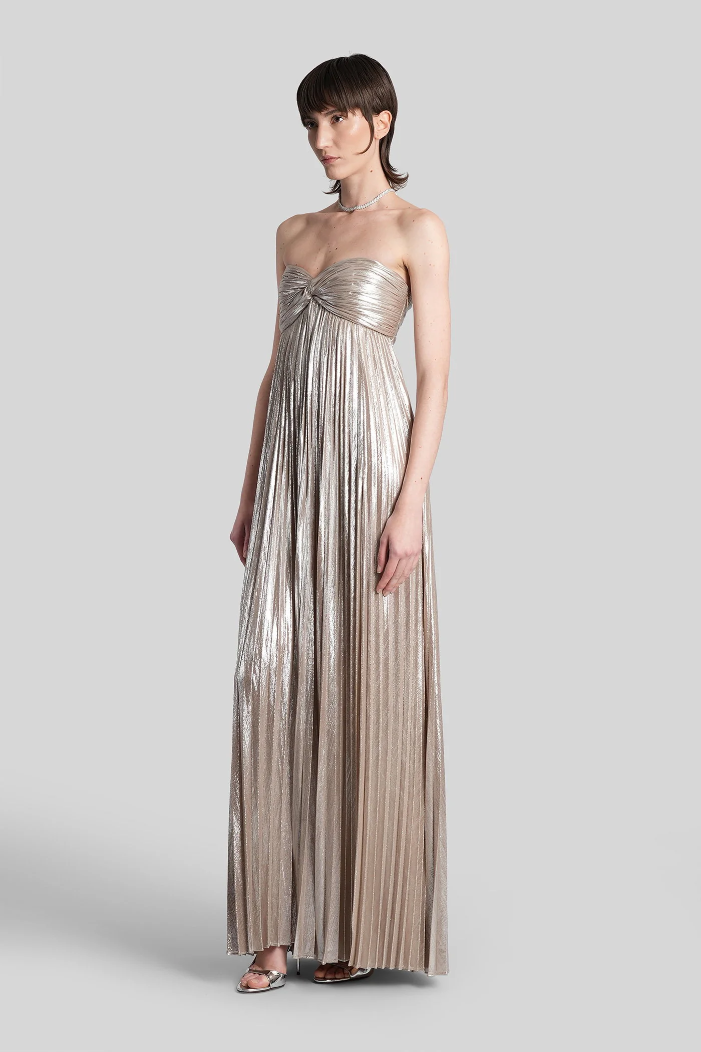 Zoa Long dress in silver polyester - Image 4