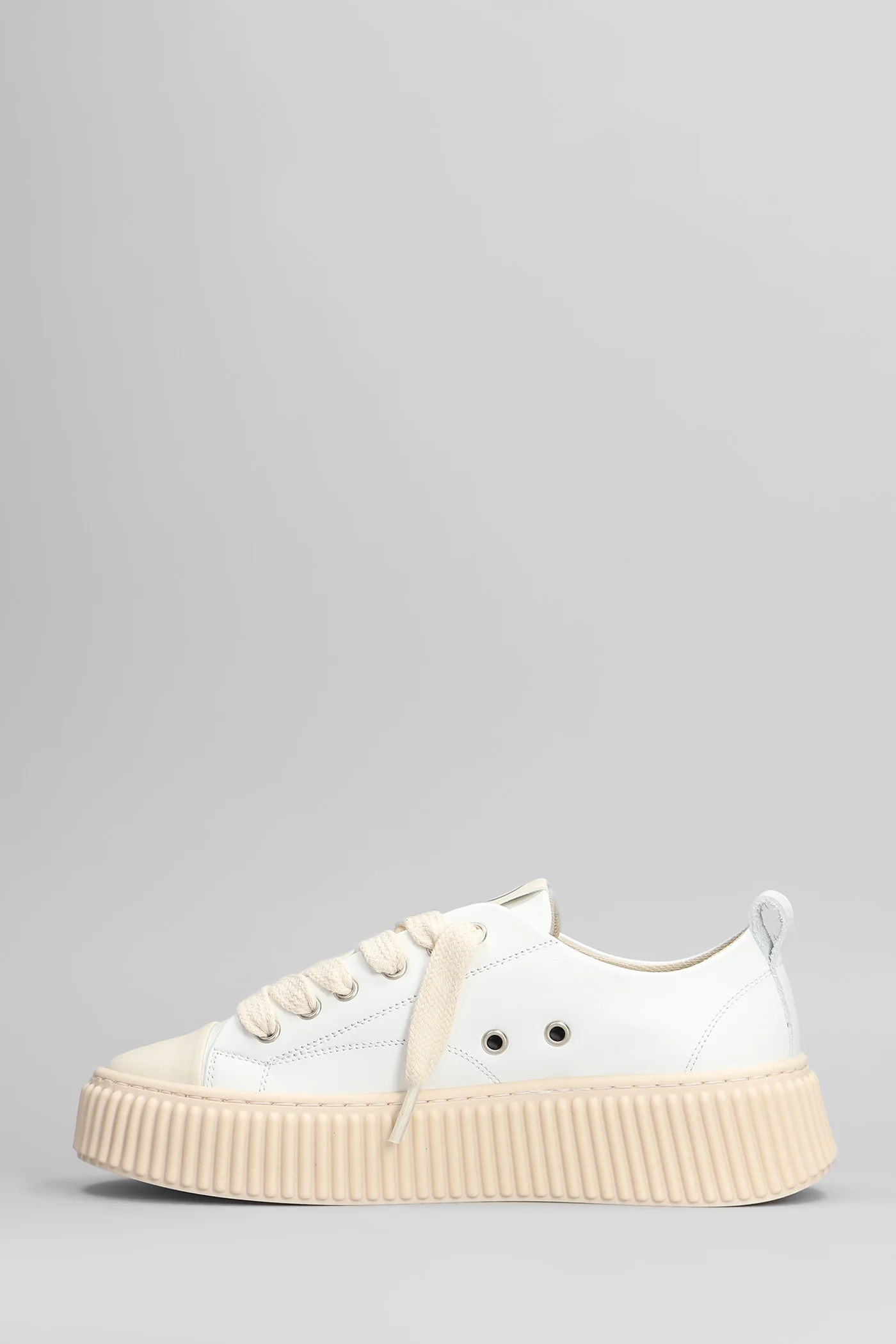 Leather Sneakers in white leather - Image 3