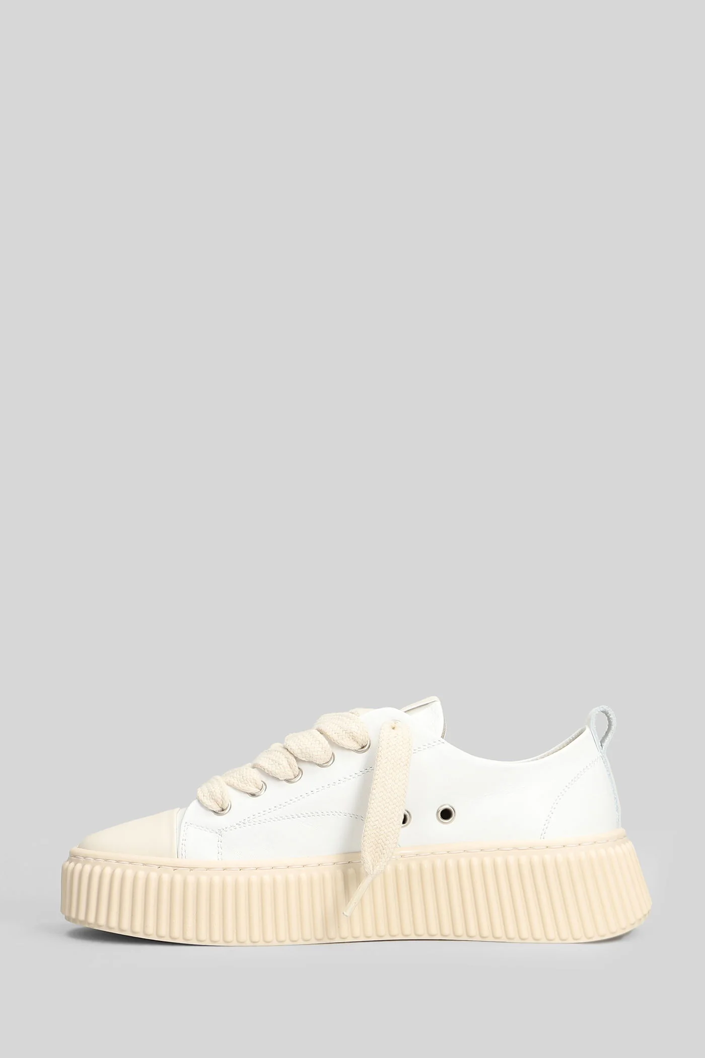 Leather Sneakers in white leather - Image 3