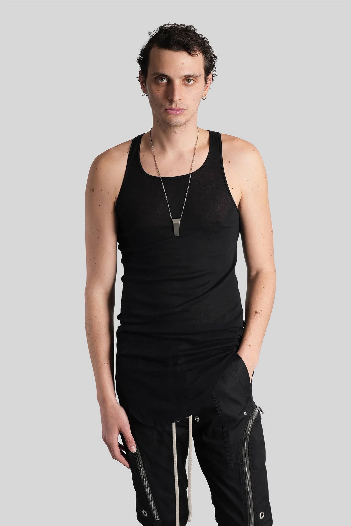 Basic rib tank tank Top in black cotton