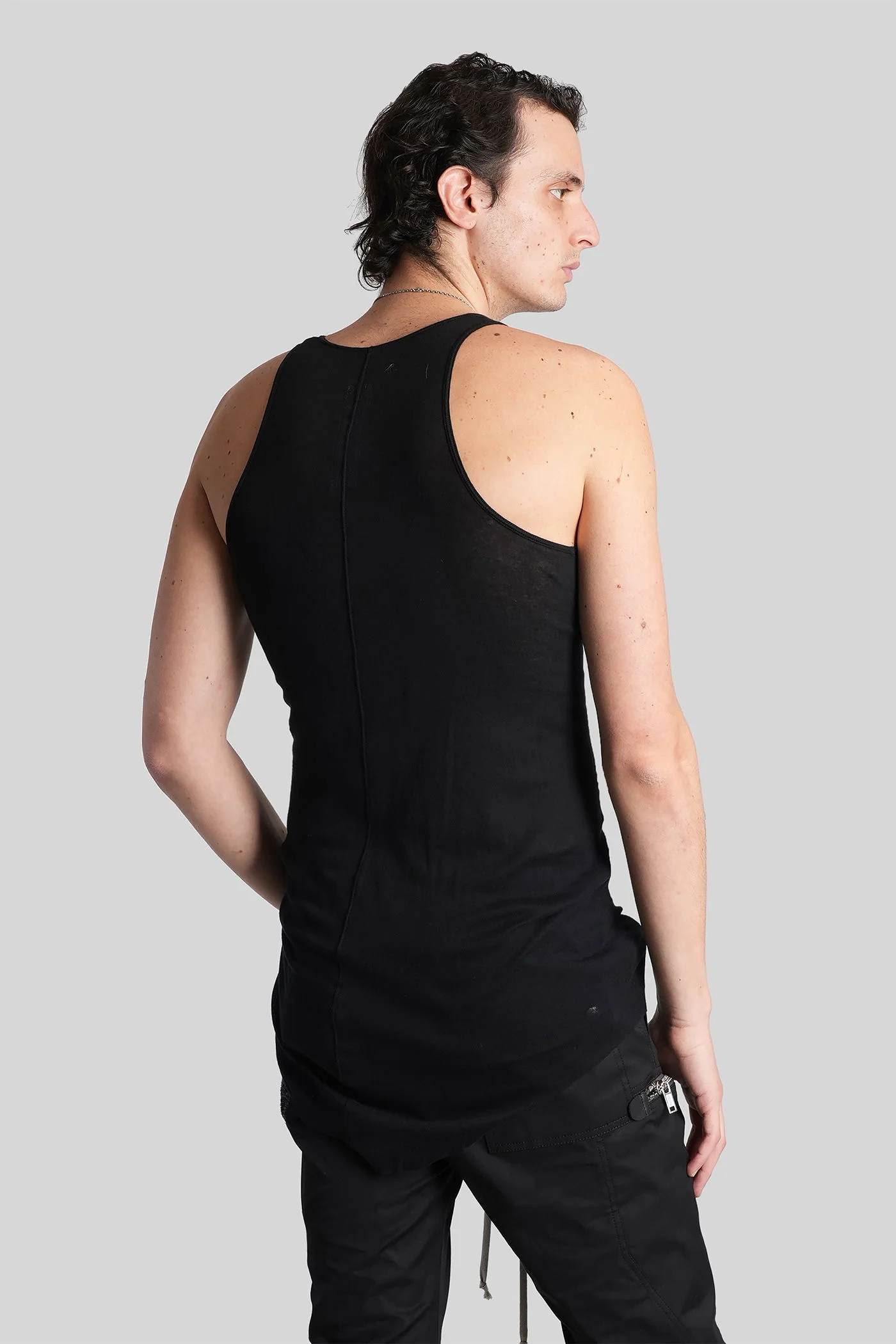 Basic rib tank tank Top in black cotton - Image 3