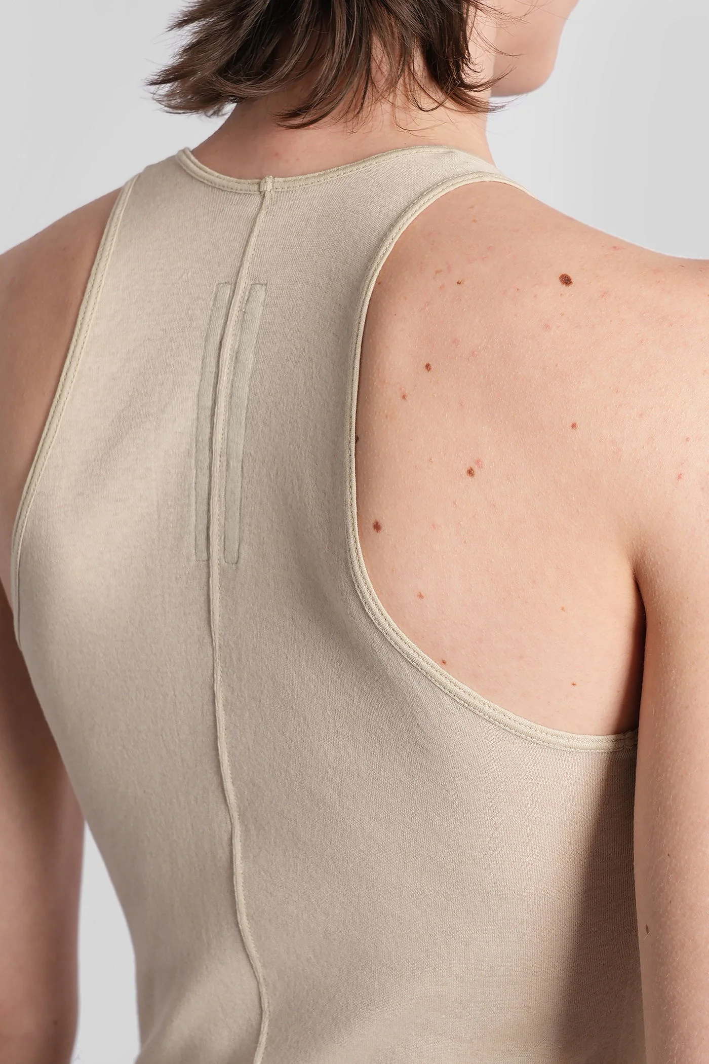 Basic tank gown Long dress in beige cotton - Image 5