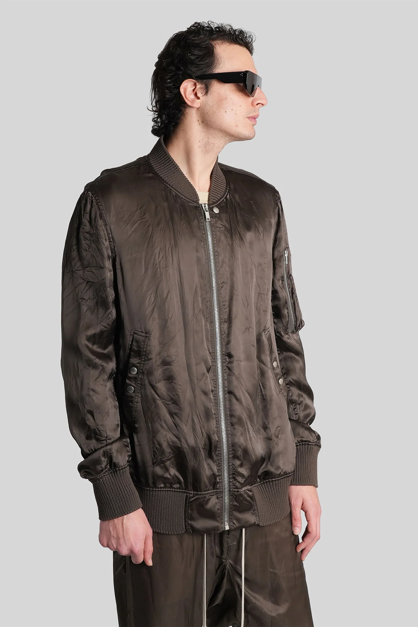 Classic flight Bomber Jacket in grey polyamide polyester - Image 4