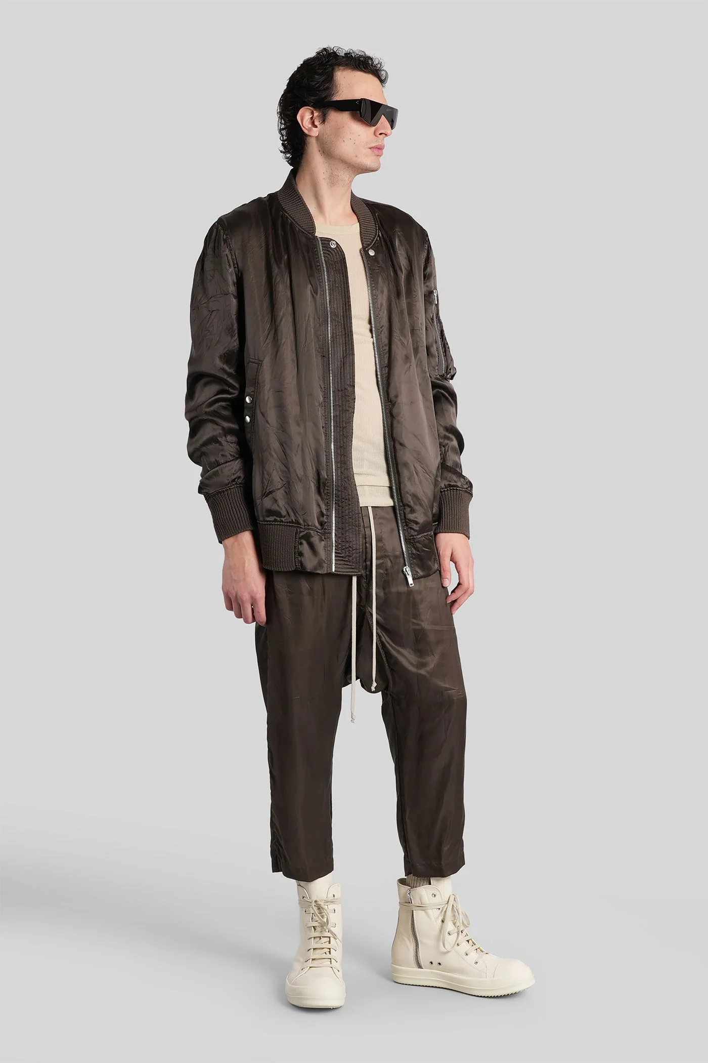 Drawstring cropped Pants in grey polyamide polyester - Image 2