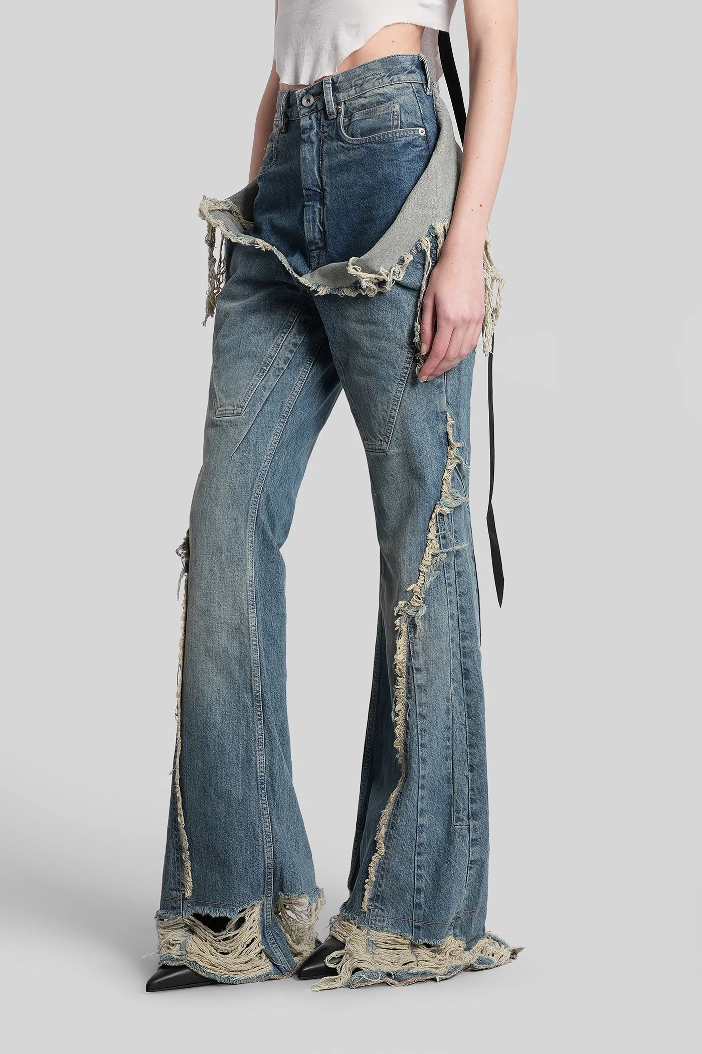 Slivered bootcut Jeans in blue cotton - Image 4
