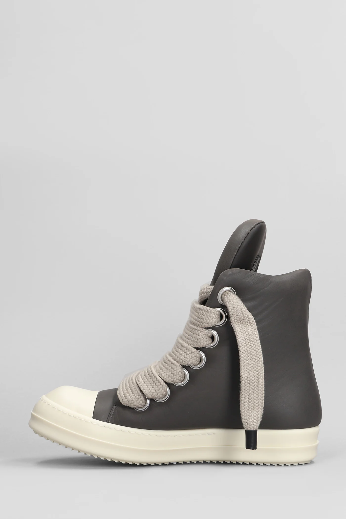 Jumbo lace padded Sneakers in grey leather - Image 3