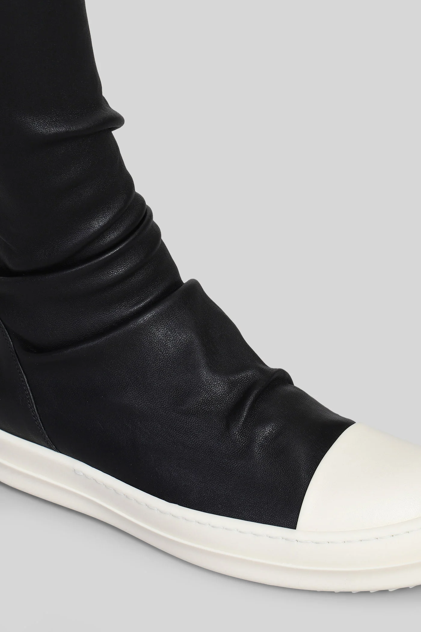 Knee high sotcking Sneakers in black leather - Image 5