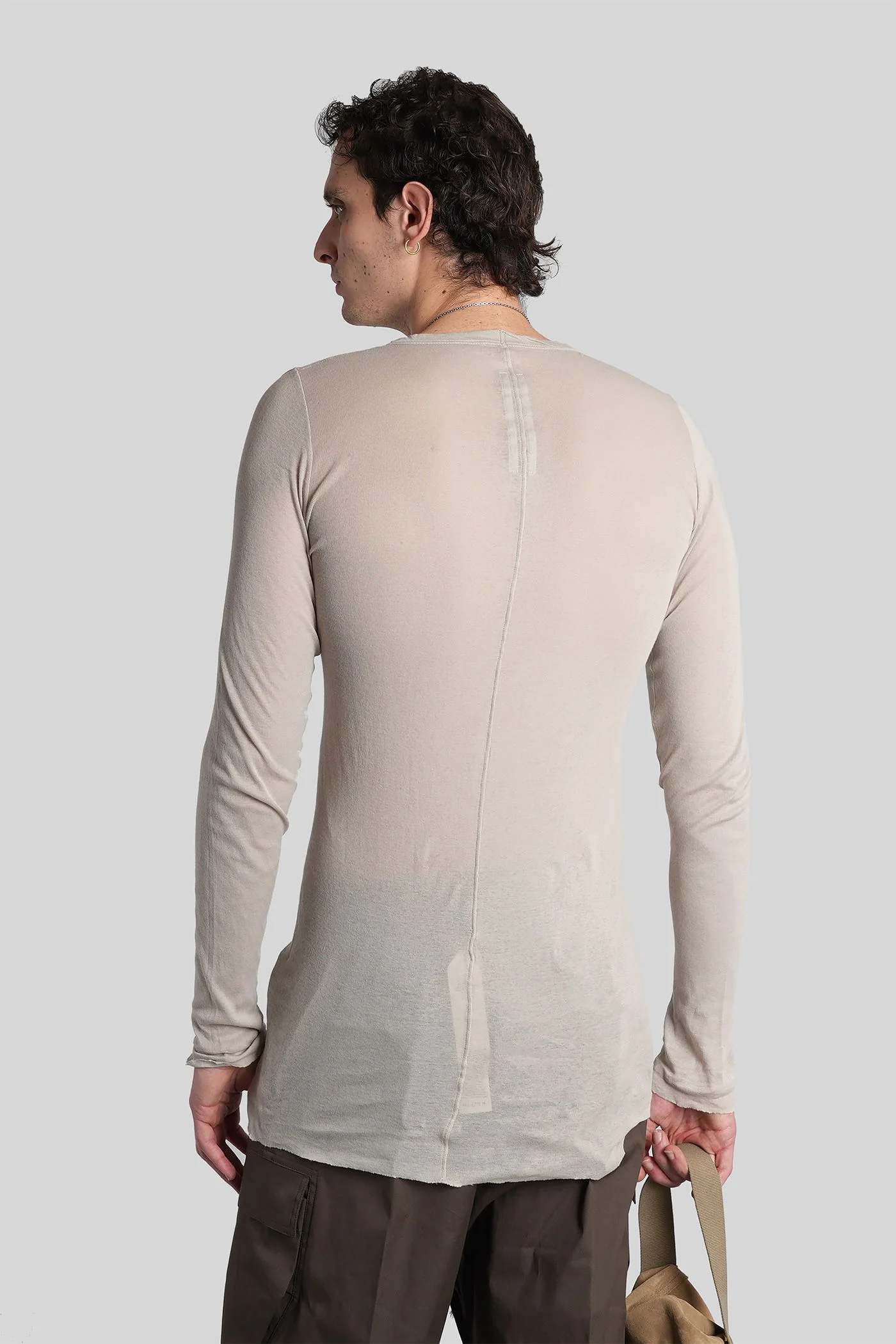 Rib ls t  in grey cotton - Image 3