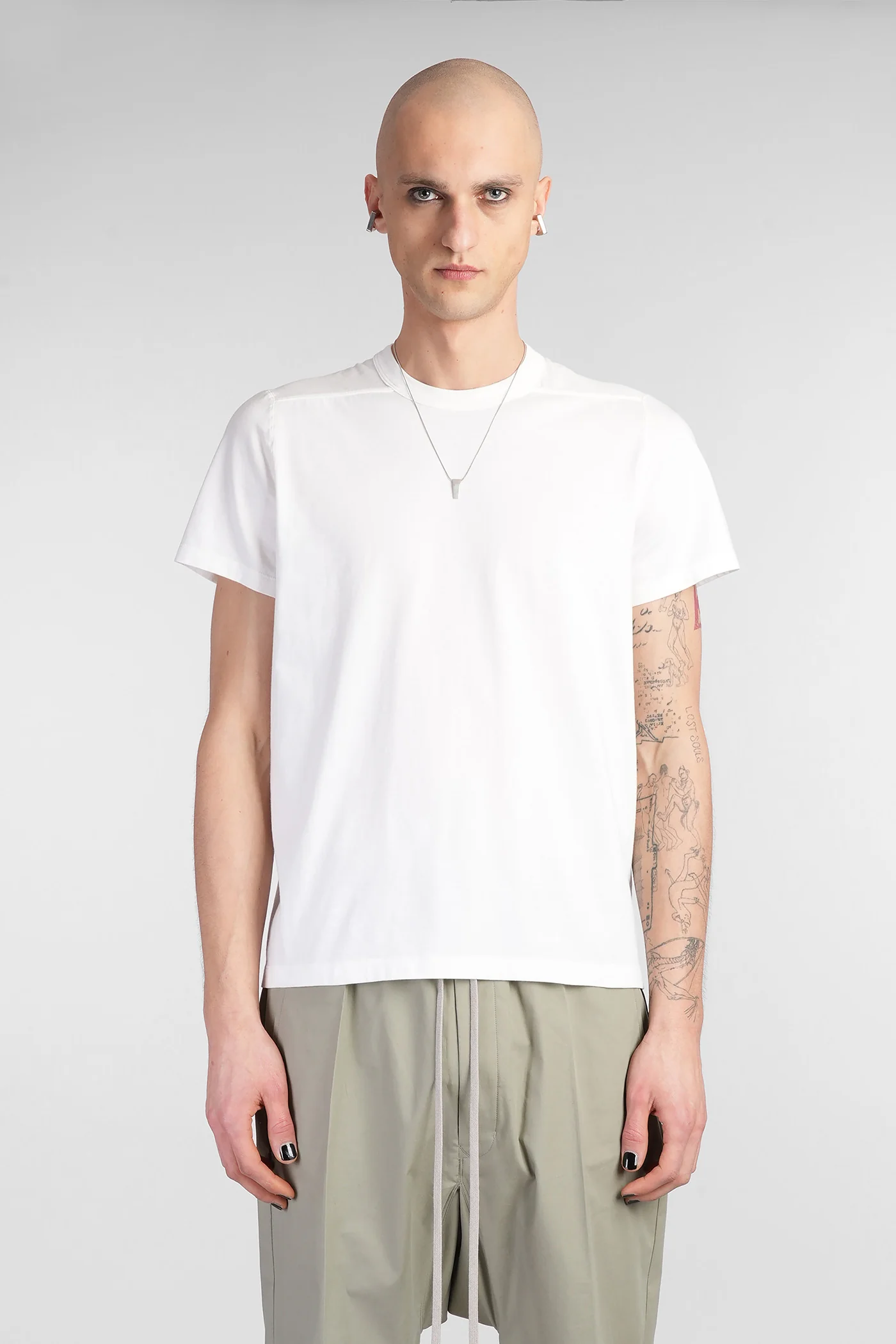 Short level t T-Shirt in white cotton