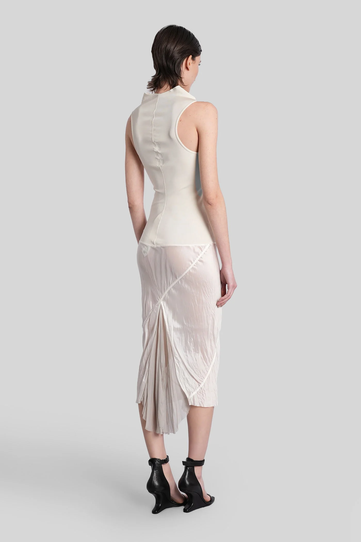 Sliced dress Long dress in beige viscose - Image 3