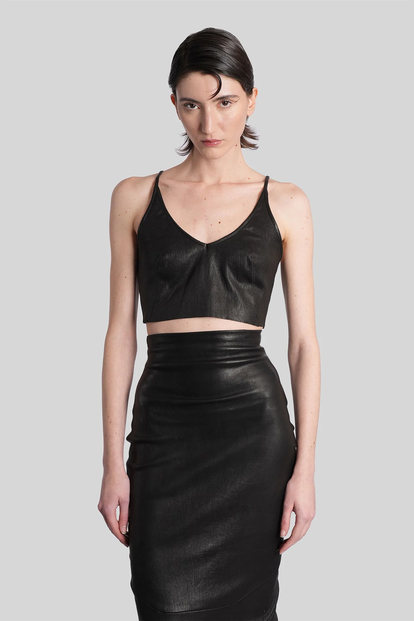Top Topwear in black leather