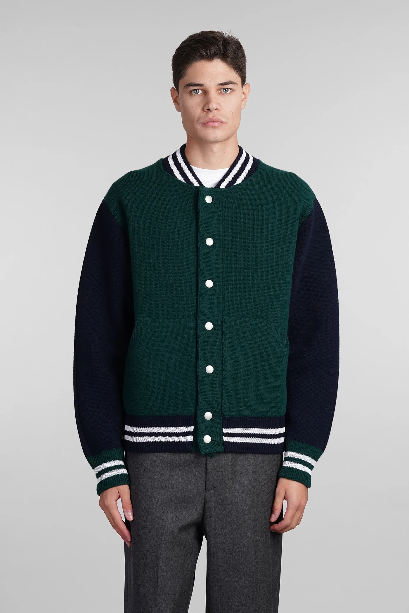 Bomber Jacket in green wool
