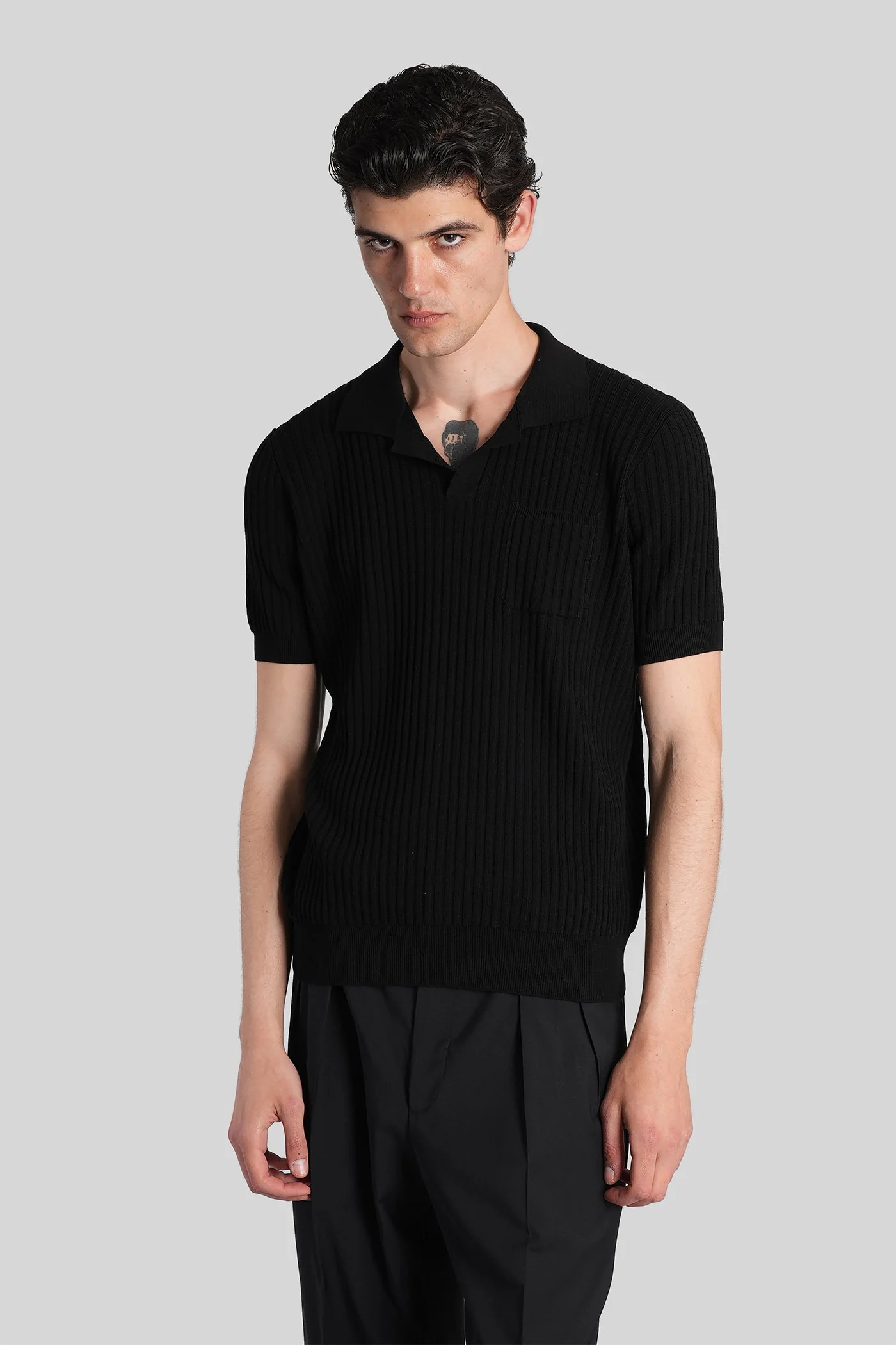 Polo in black cotton