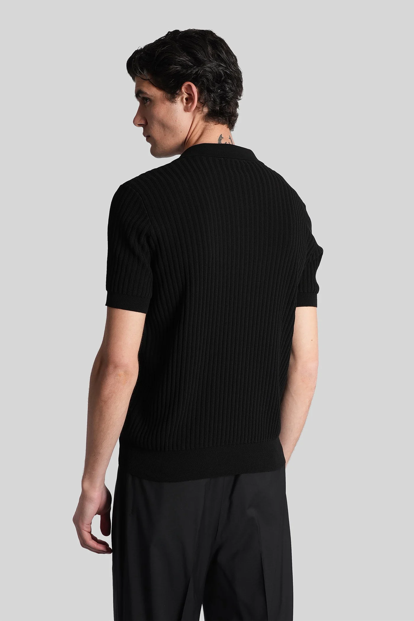 Polo in black cotton - Image 3