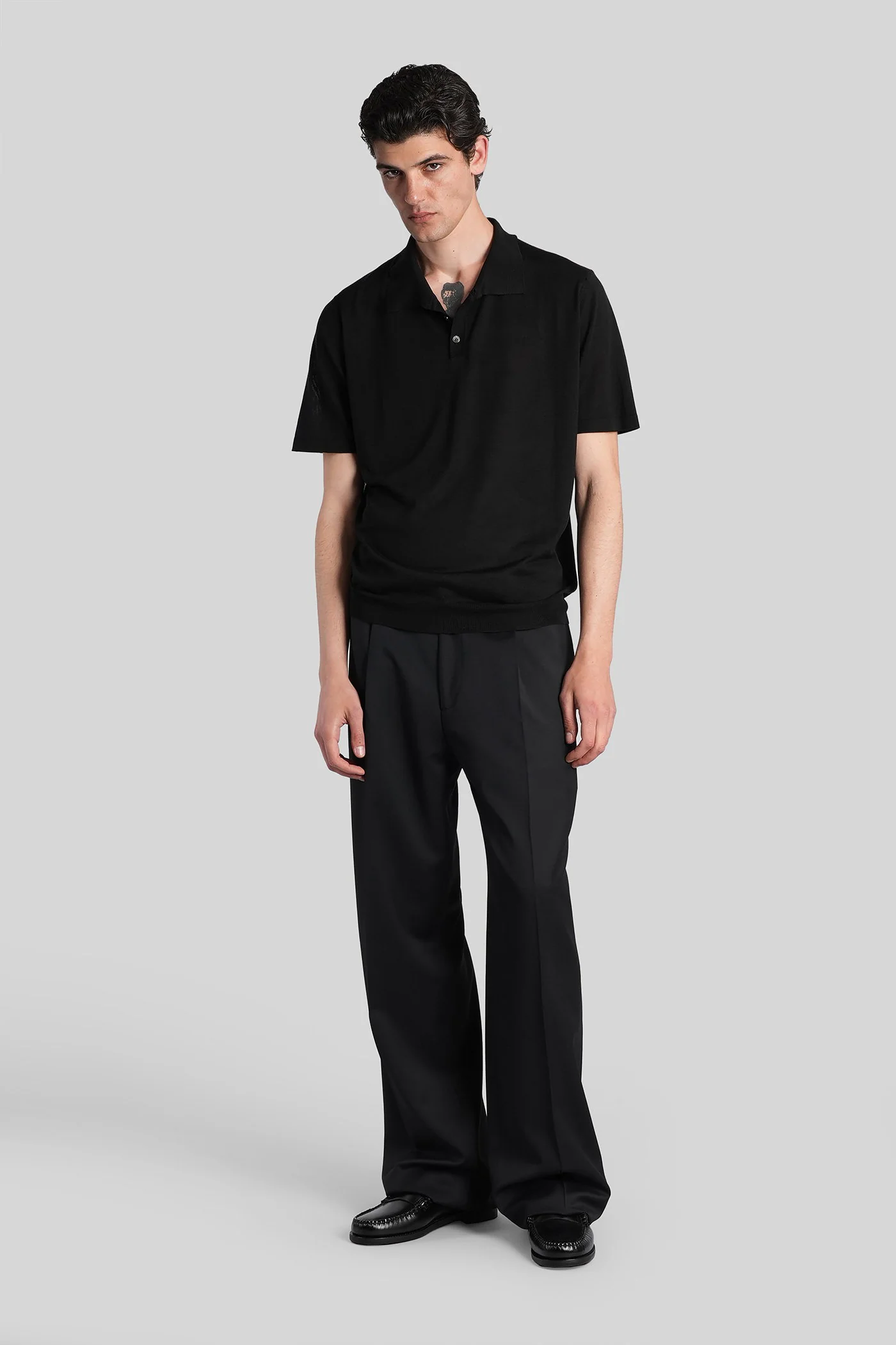 Polo in black cotton - Image 2