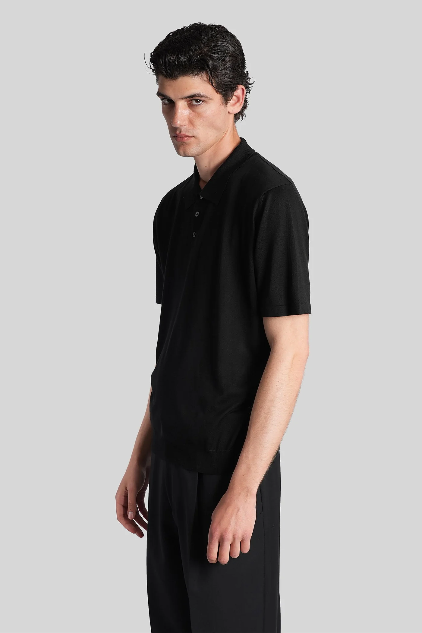 Polo in black cotton - Image 4