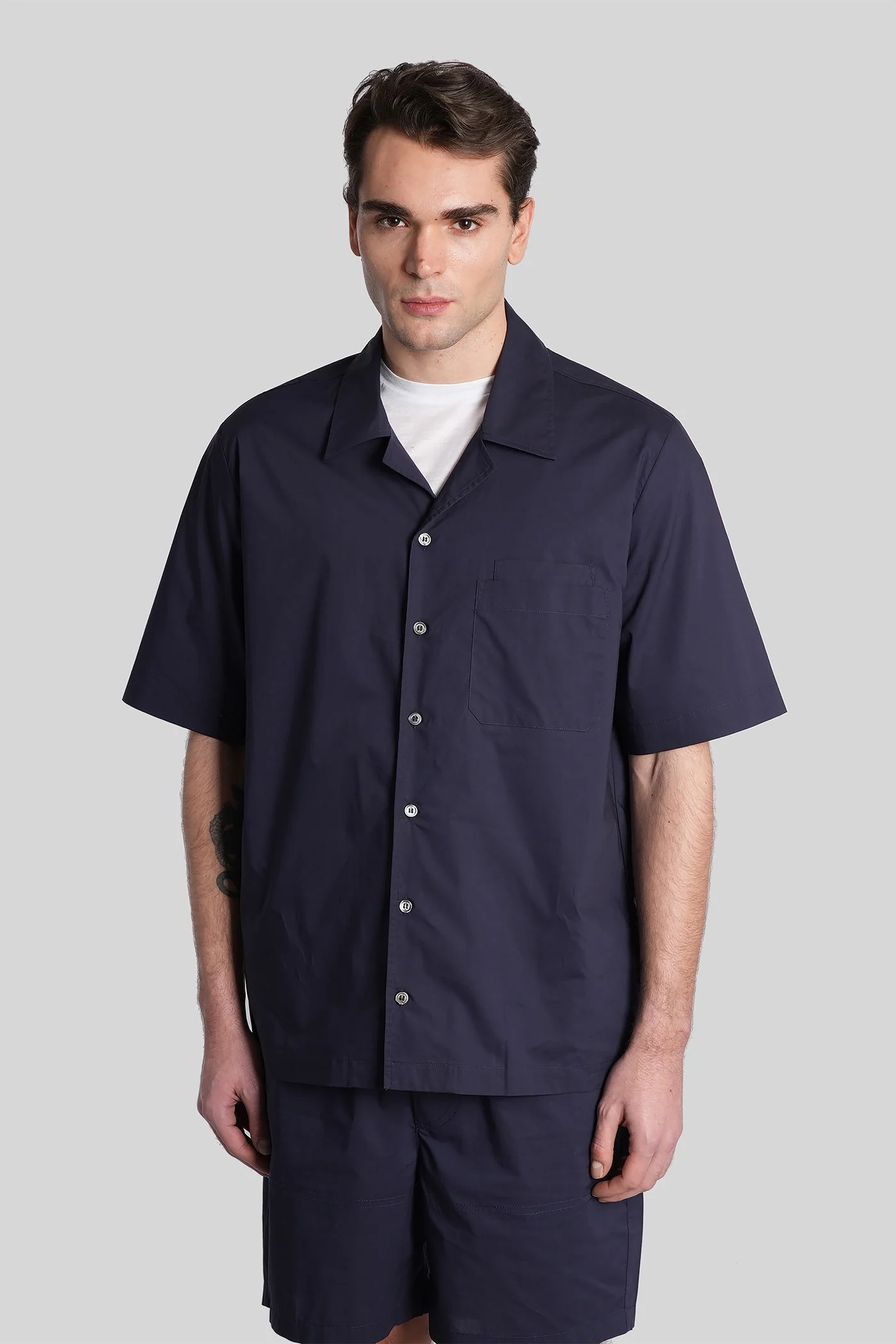 Shirt in blue cotton