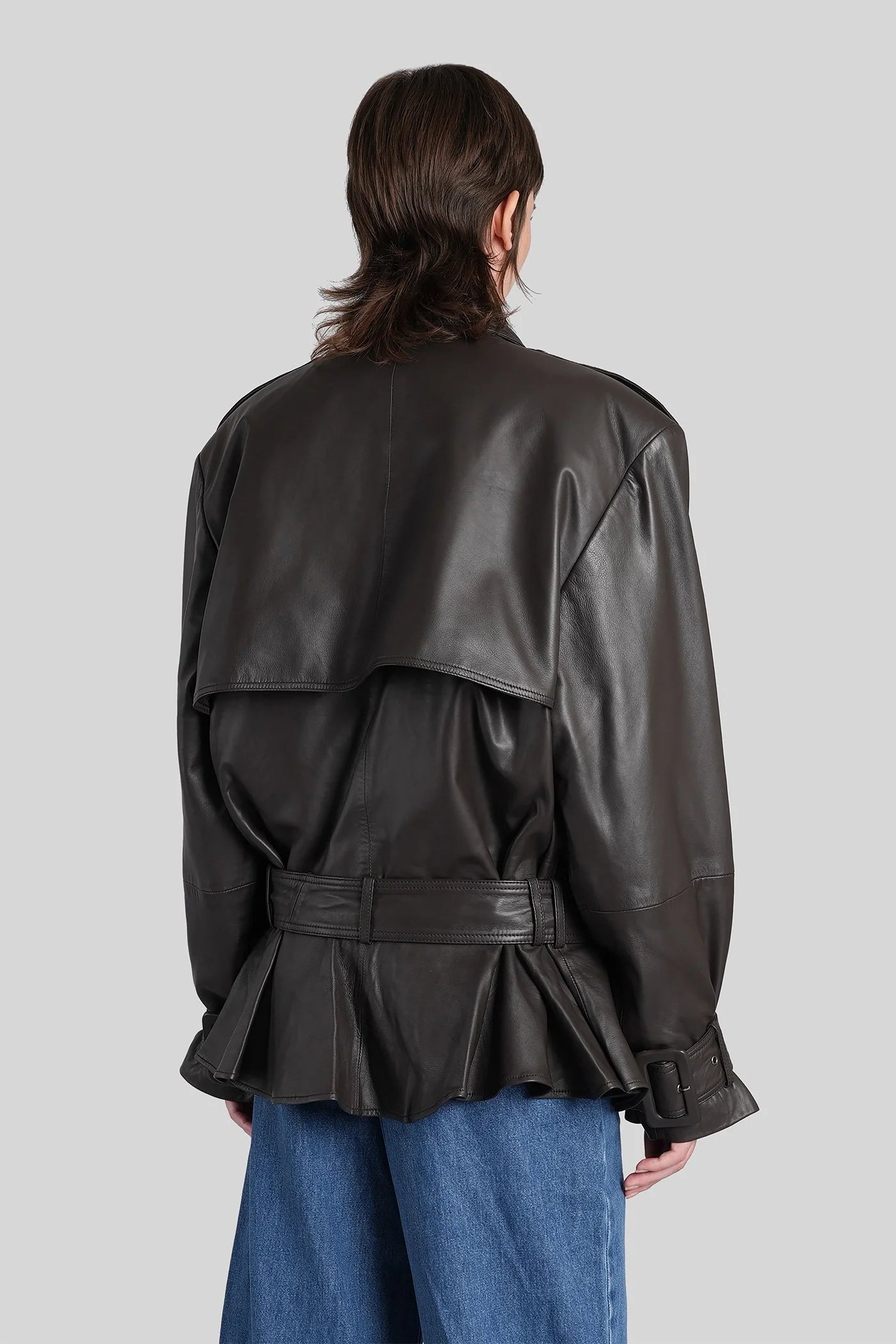 Leather jacket in brown leather - Image 3