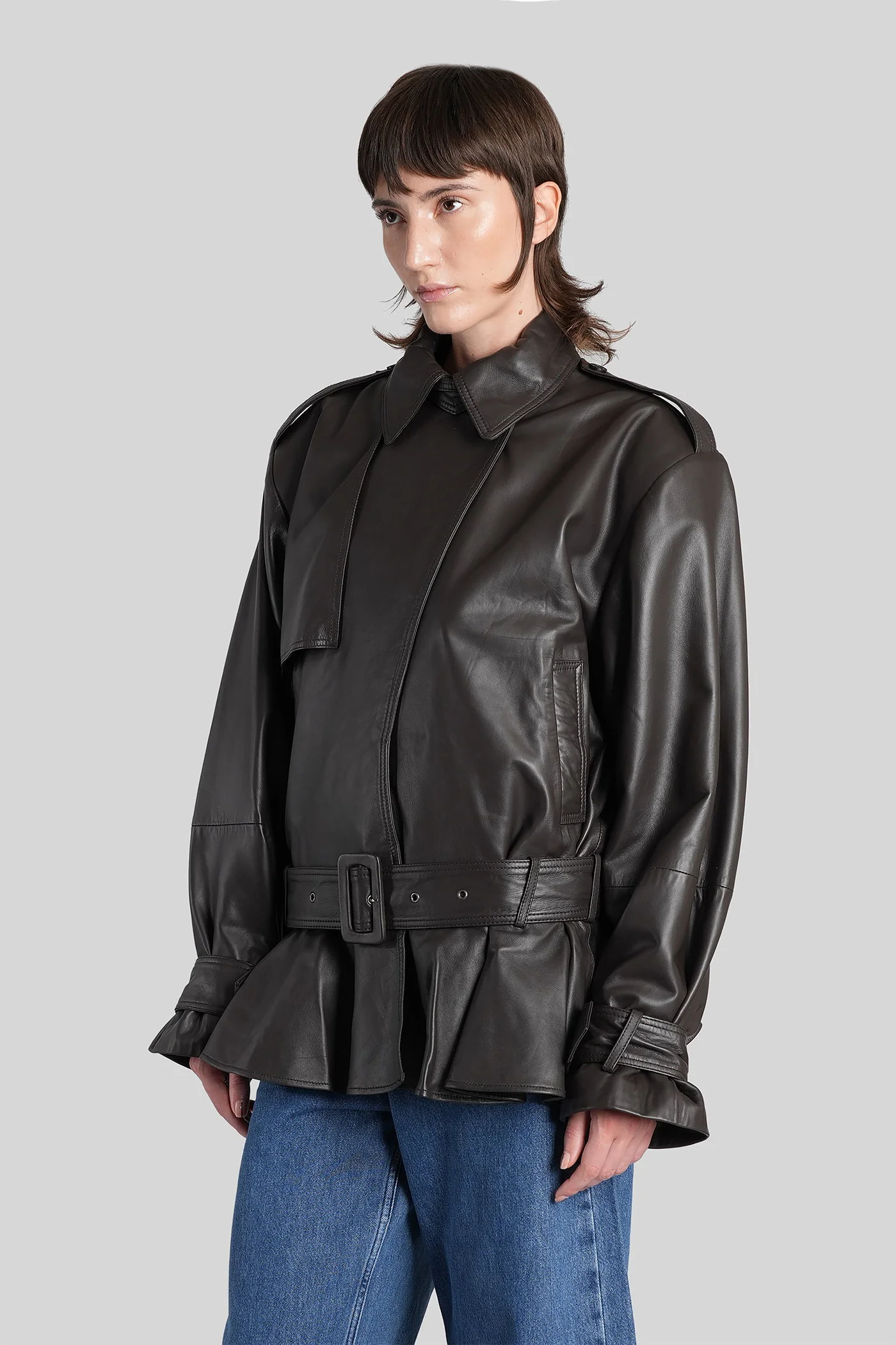 Leather jacket in brown leather - Image 4