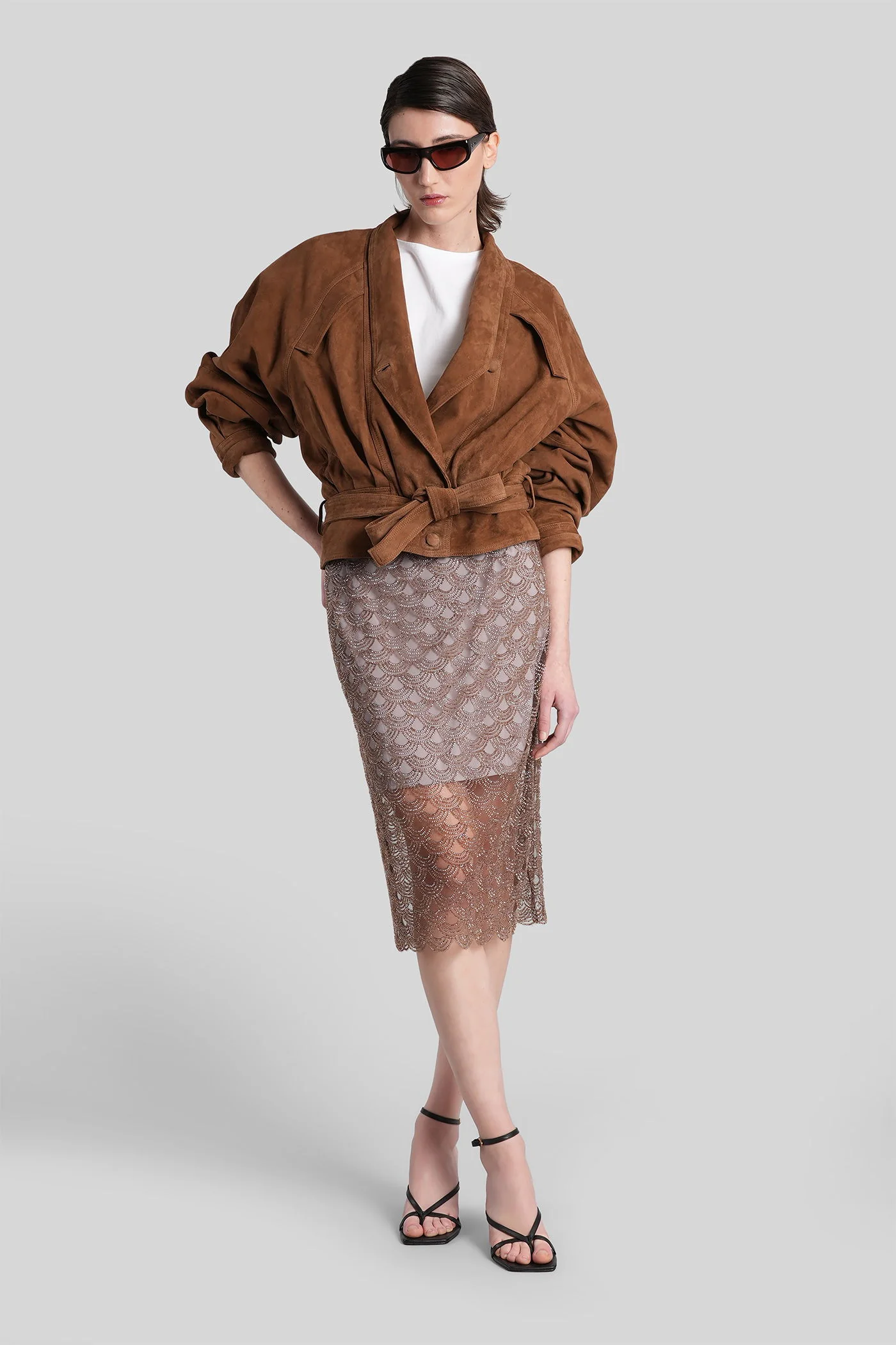 Skirt in brown polyester - Image 2