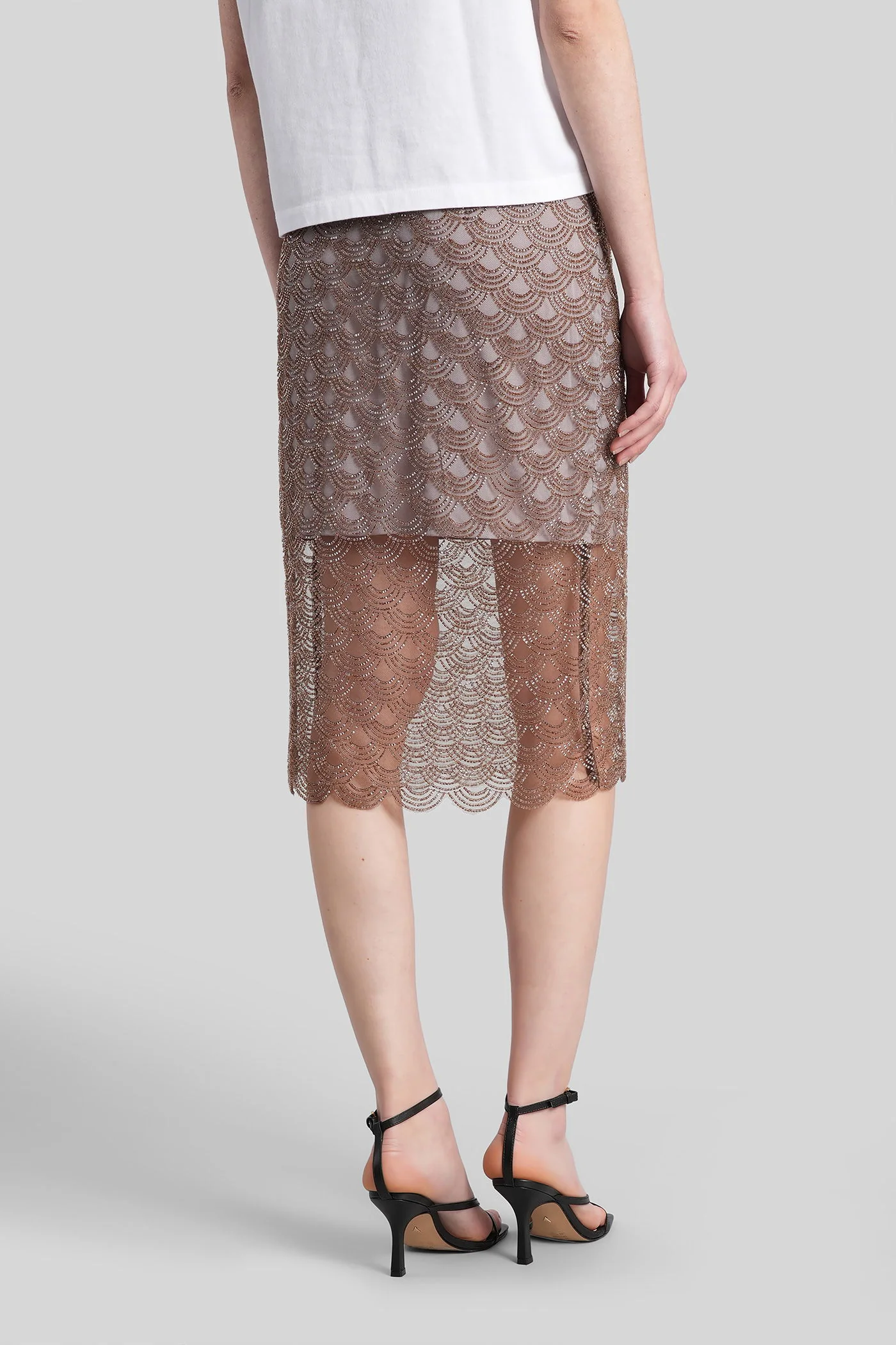 Skirt in brown polyester - Image 3
