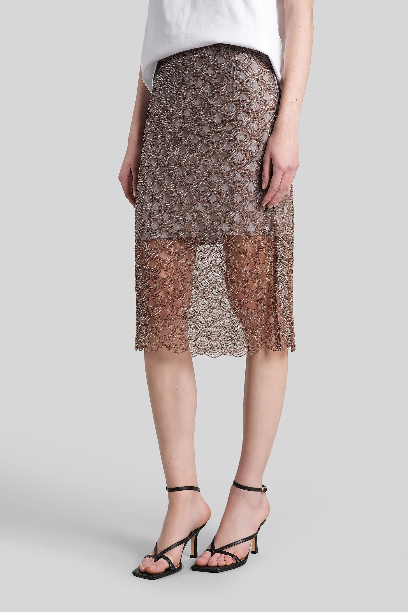 Skirt in brown polyester - Image 4