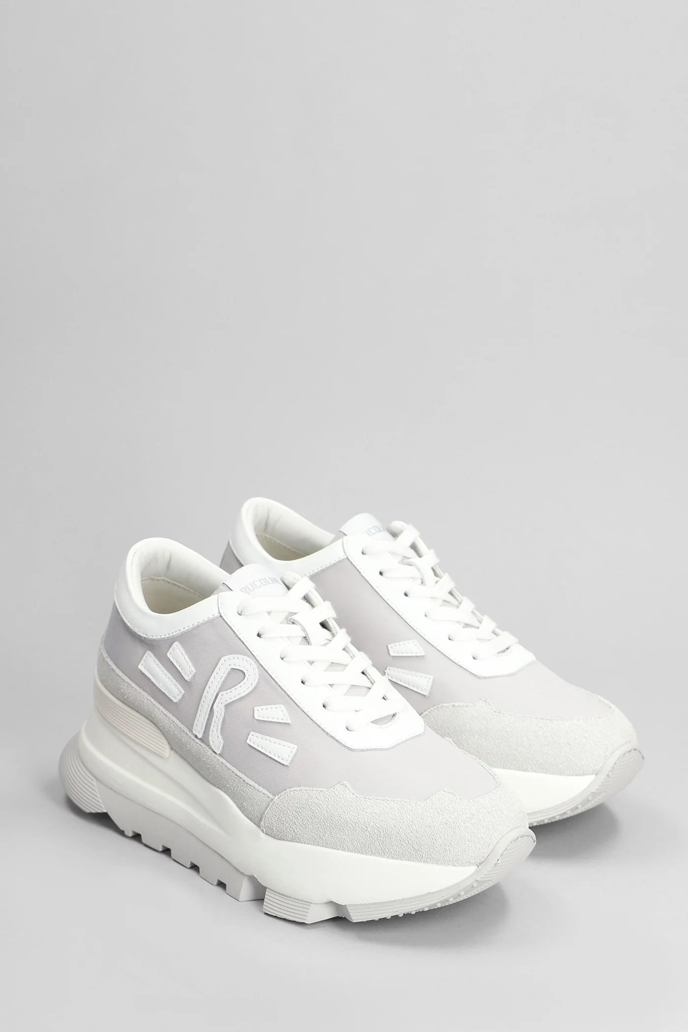 Aki Sneakers in grey leather and fabric - Image 2