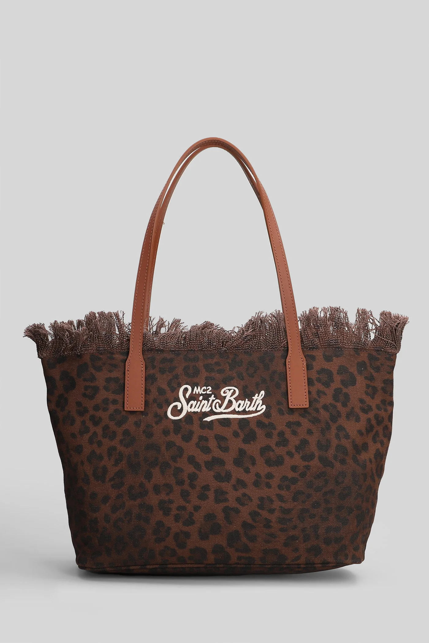 City Bag Mid Fringe Tote in Animalier canvas