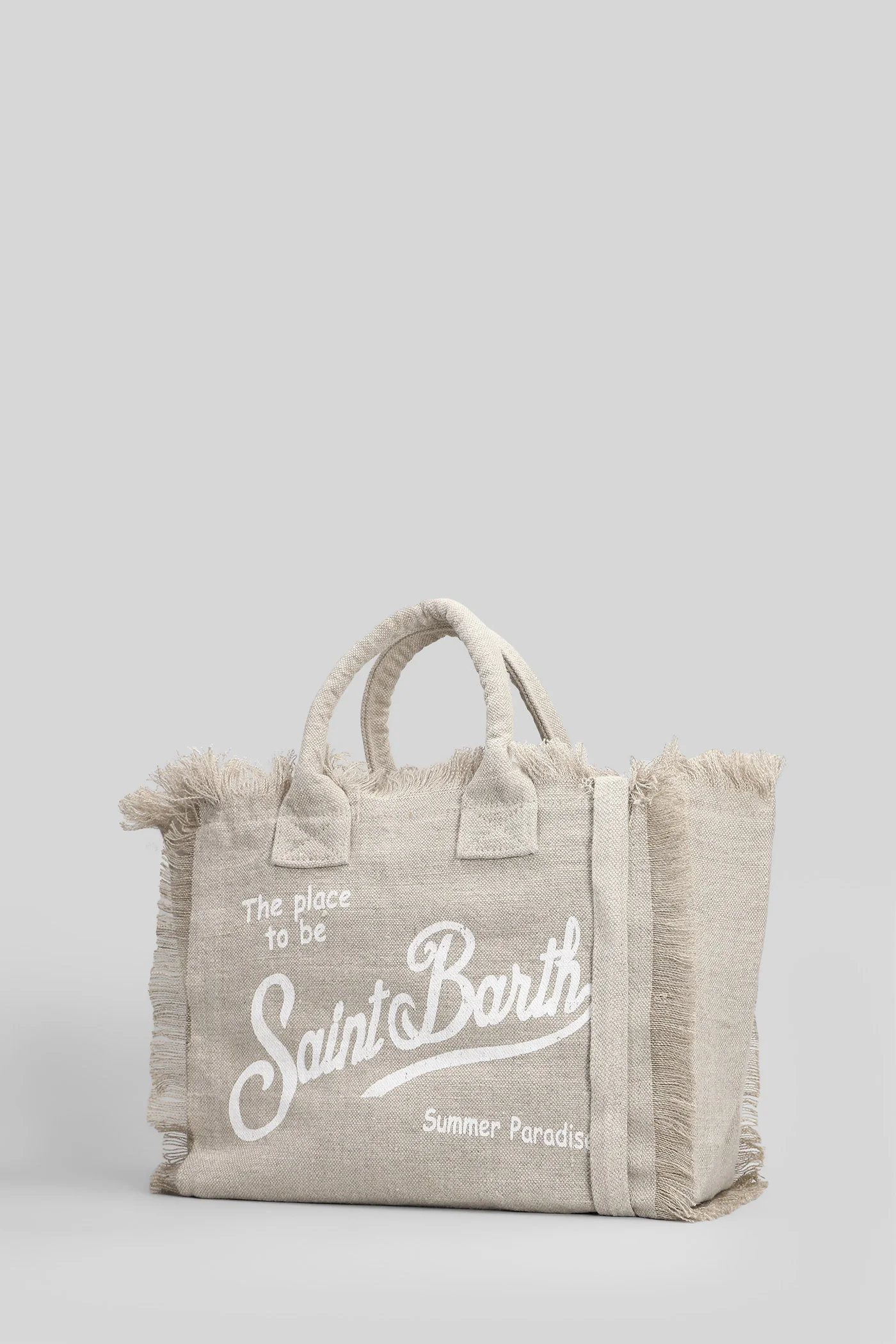 Colette Linen Hand bag in beige canvas - Image 2