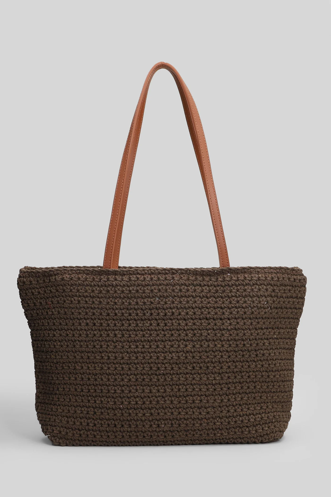 Crochet Tote Mid Tote in brown cotton - Image 3