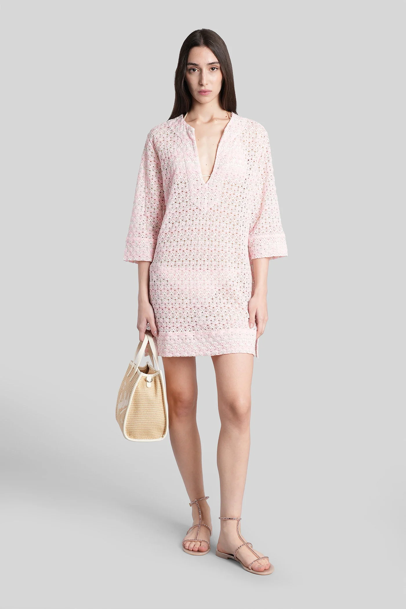 Macha Mini dress in rose-pink cotton - Image 2